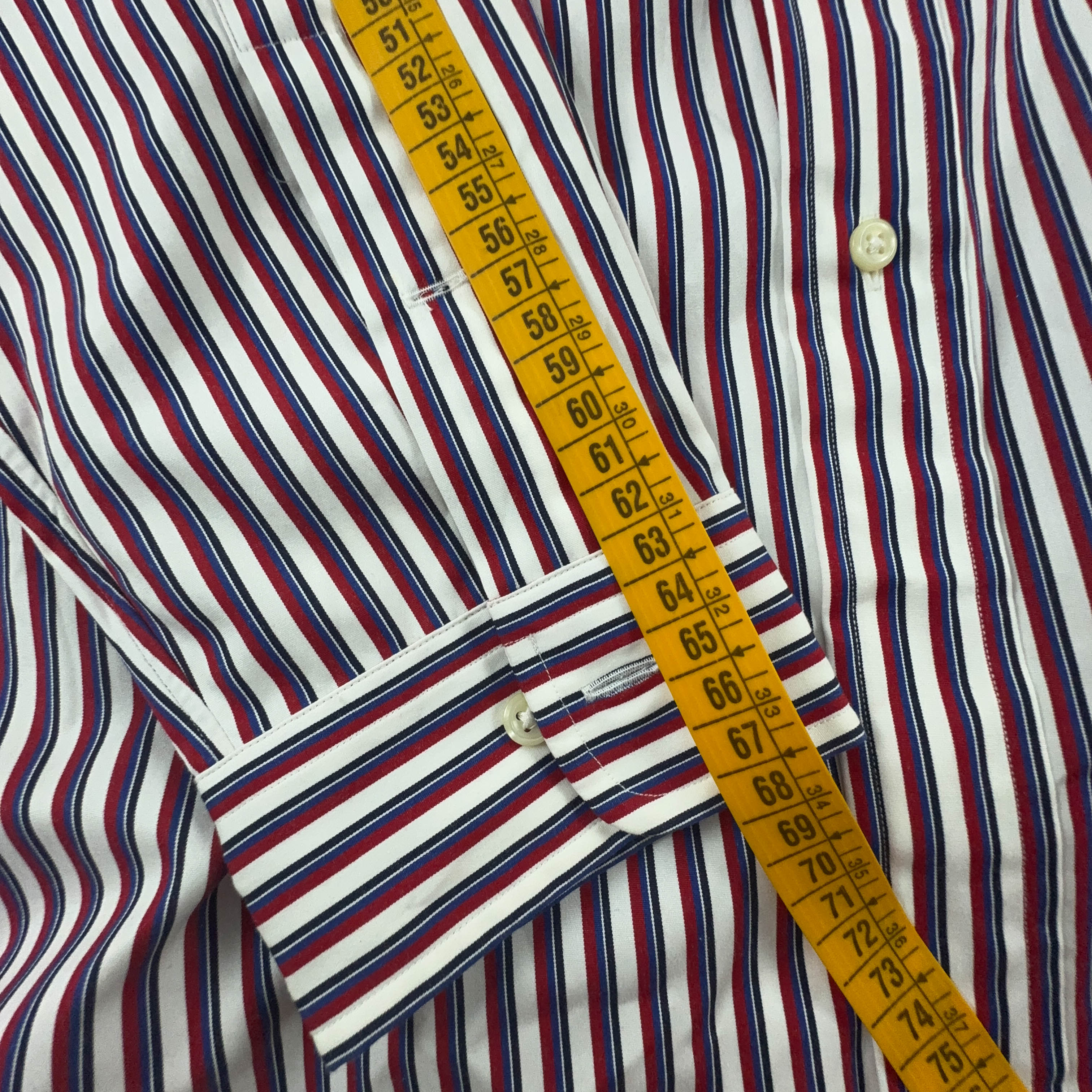 Camicia Ralph Lauren a righe rossa blu e bianca custom fit in cotone - Taglia 16.5 42 L uomo