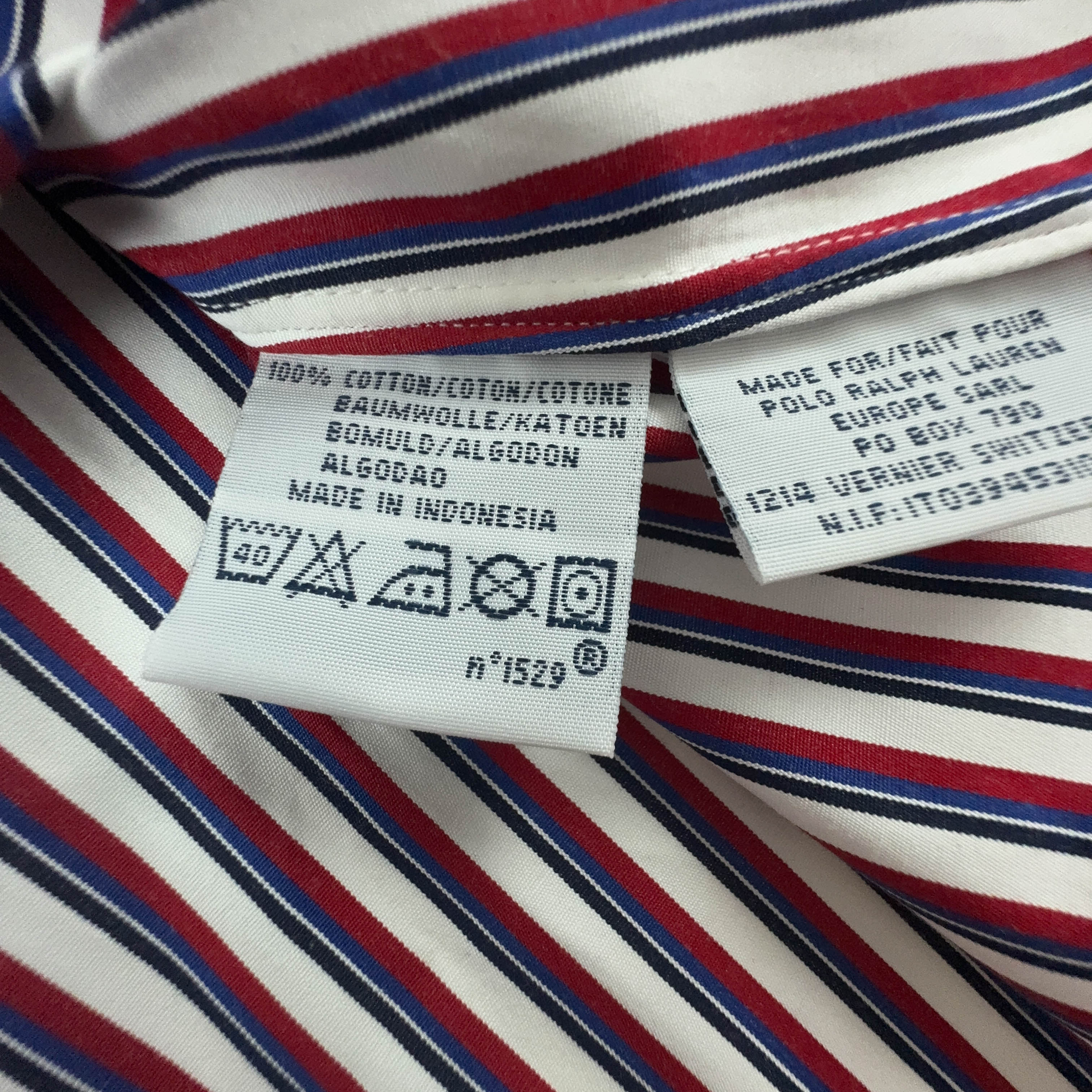 Camicia Ralph Lauren a righe rossa blu e bianca custom fit in cotone - Taglia 16.5 42 L uomo