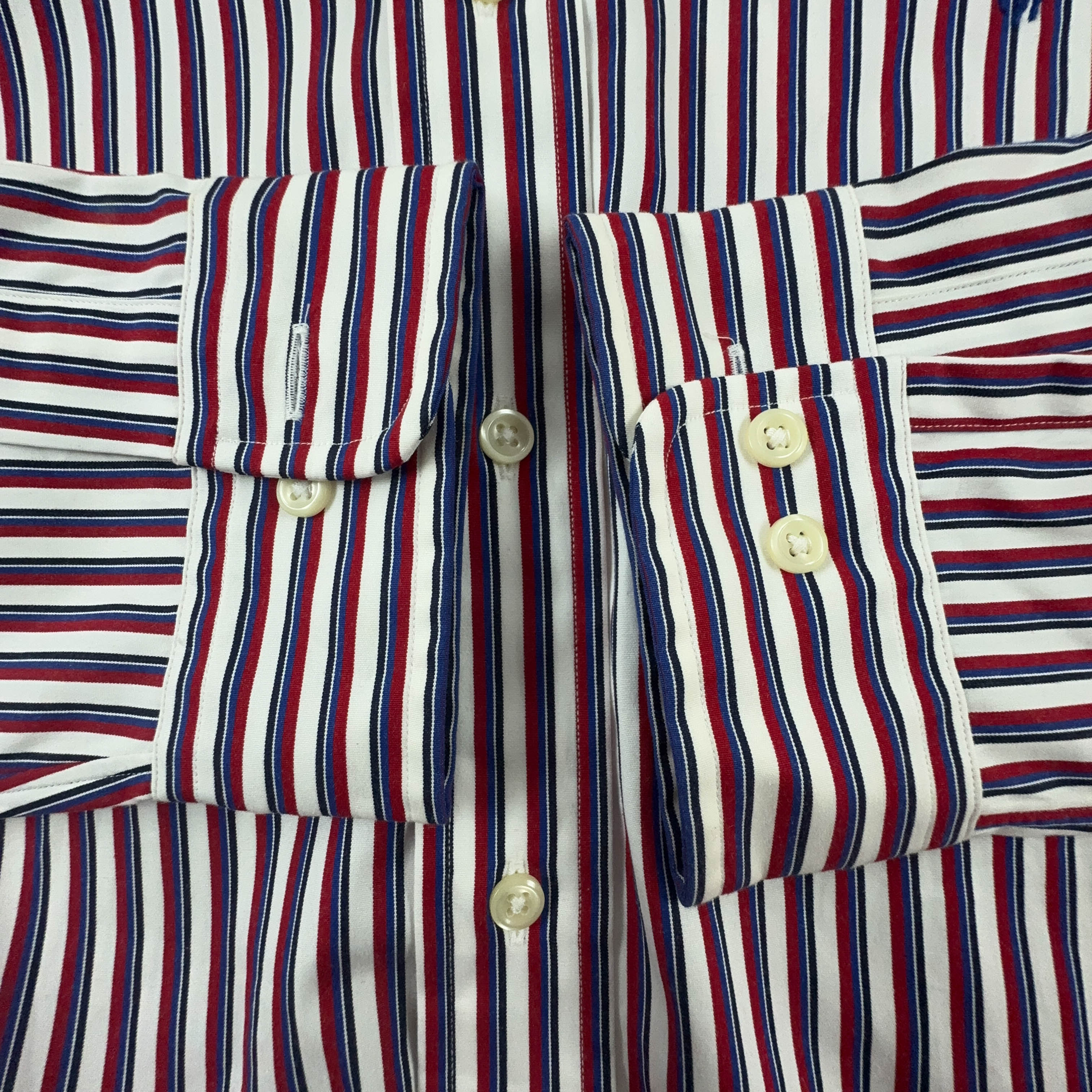 Camicia Ralph Lauren a righe rossa blu e bianca custom fit in cotone - Taglia 16.5 42 L uomo