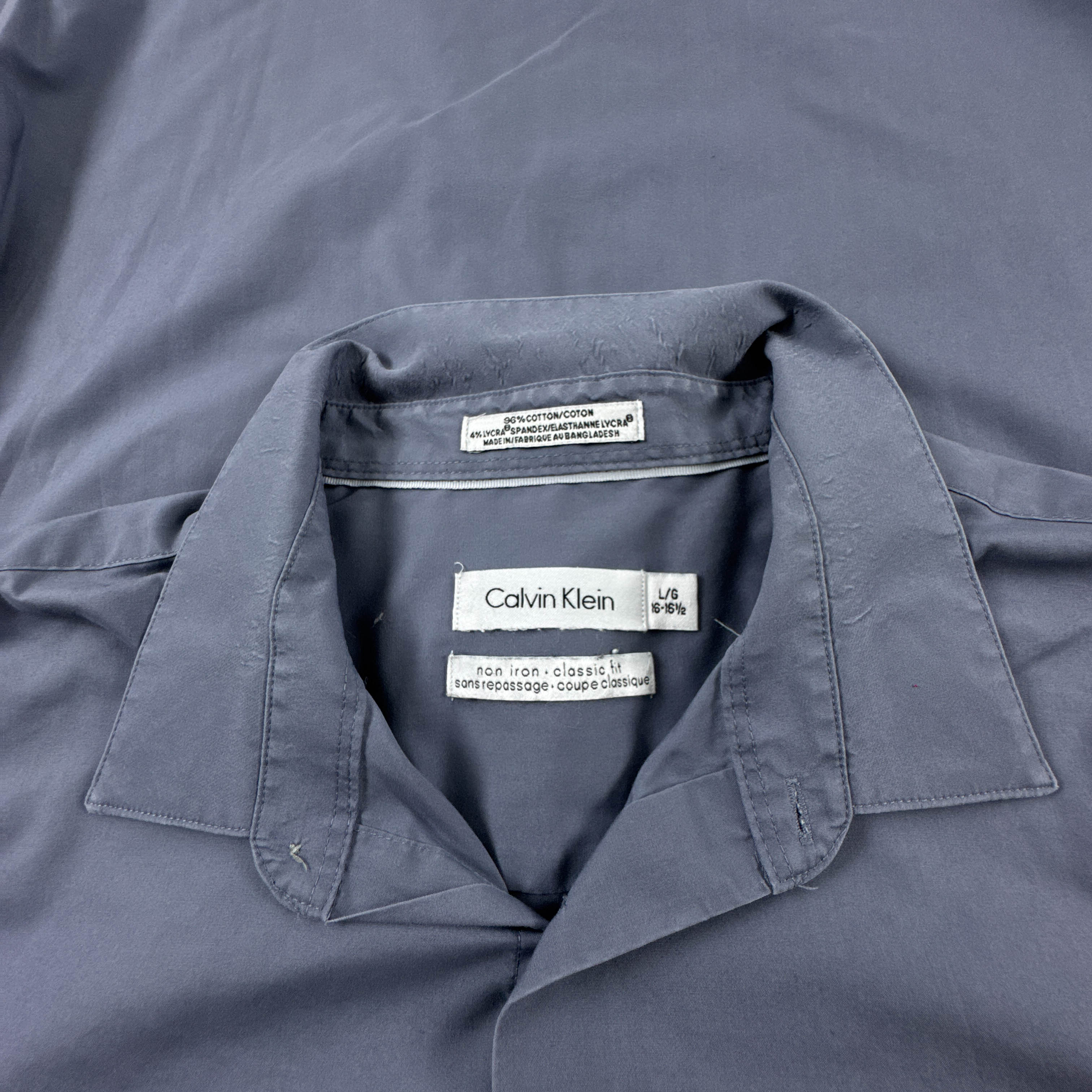 Camicia Calvin Klein azzurra a tinta unita in cotone - Taglia L uomo