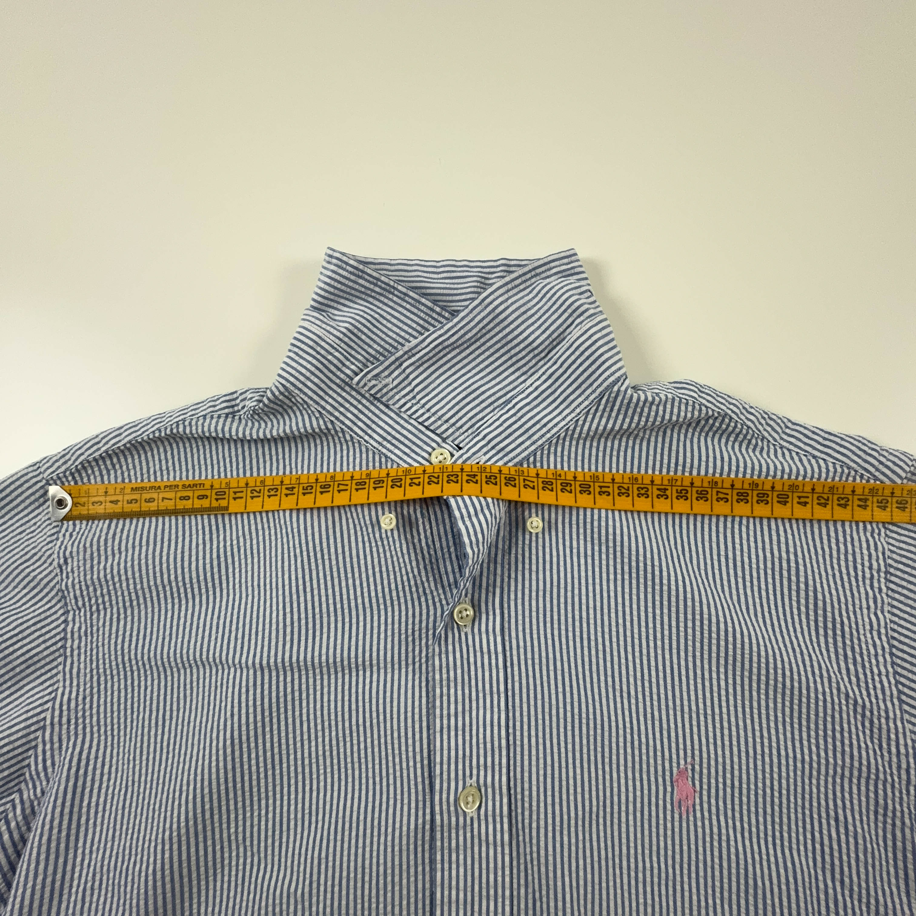 Camicia Ralph Lauren a righe blu e bianca custom fit in cotone - Taglia L uomo