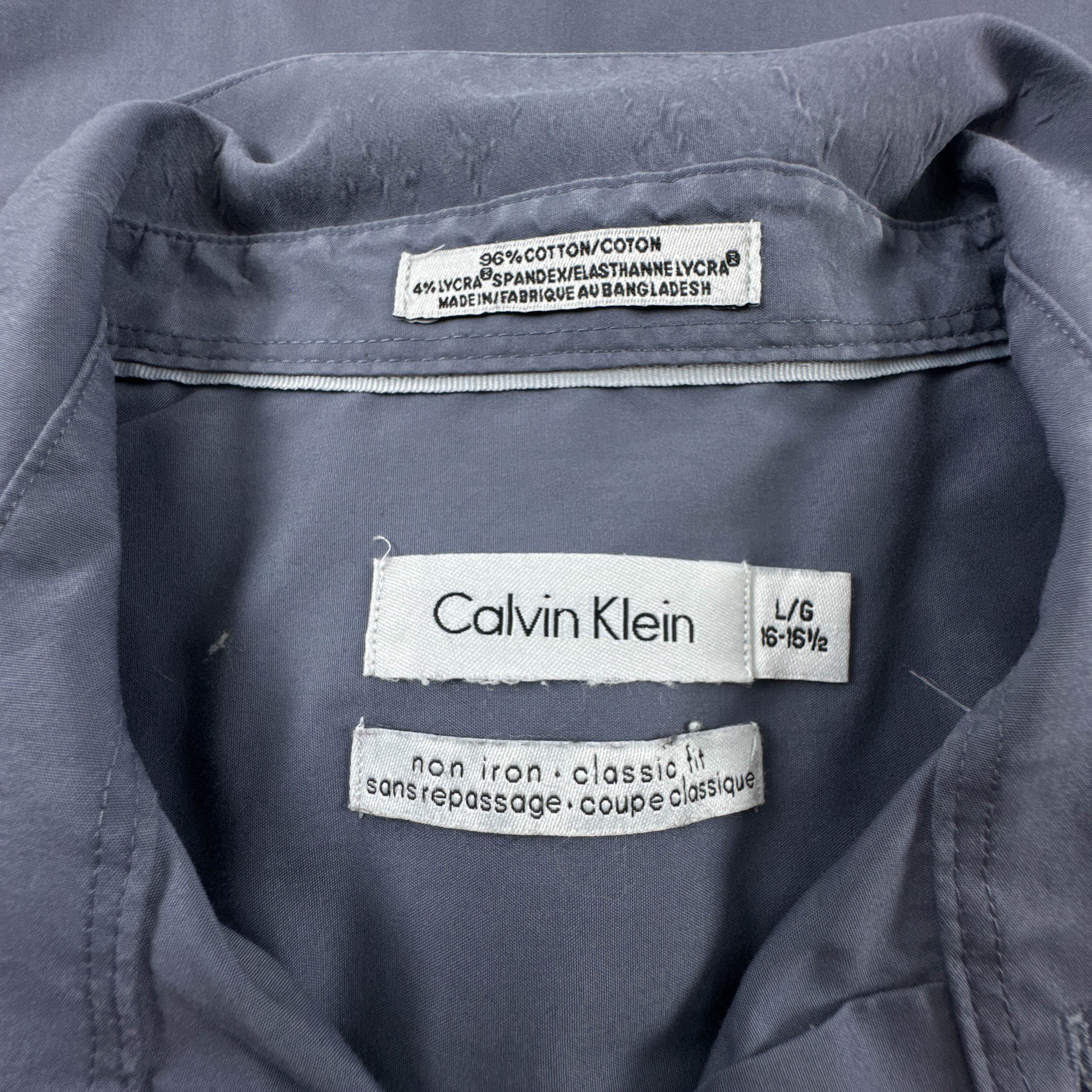 Camicia Calvin Klein azzurra a tinta unita in cotone - Taglia L uomo