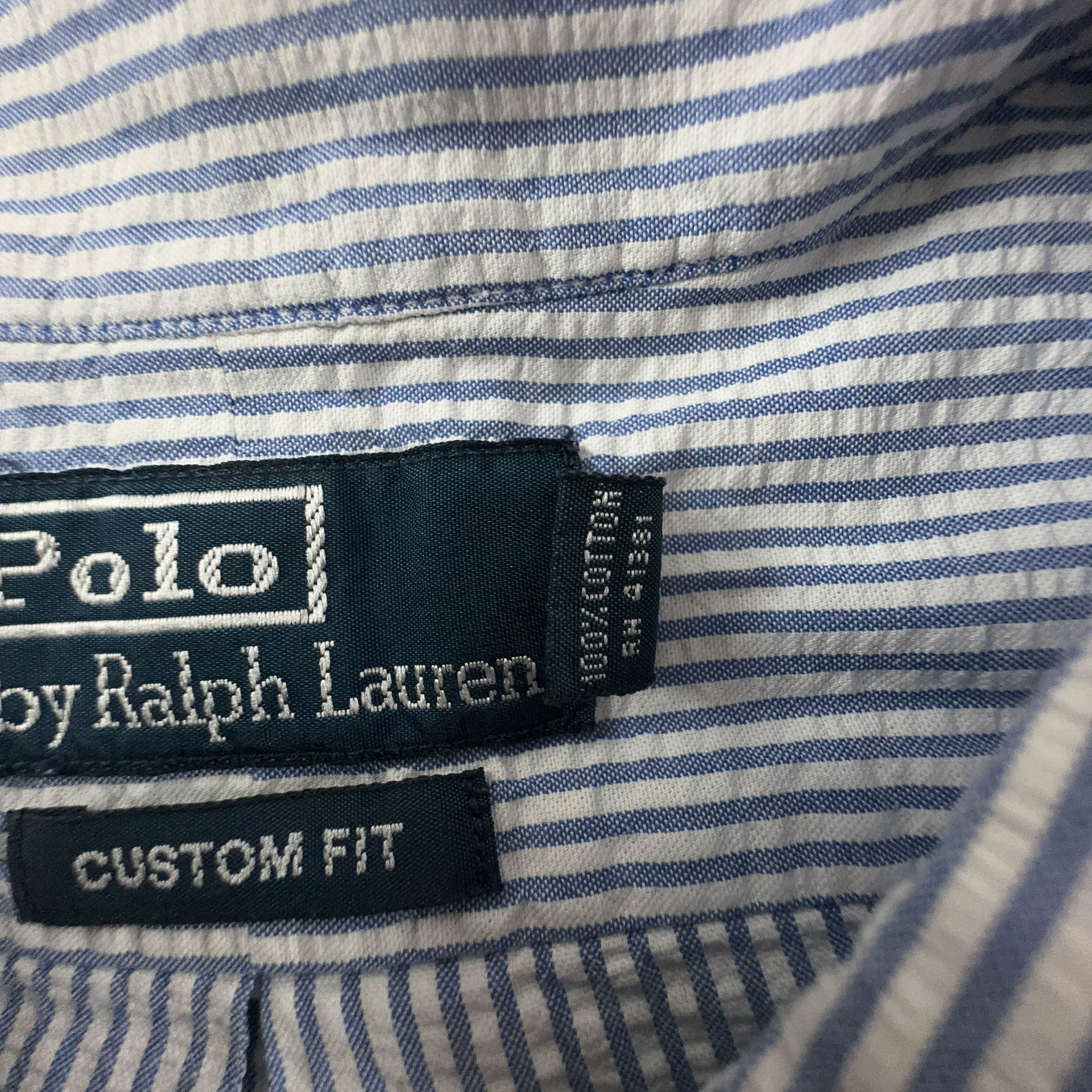 Camicia Ralph Lauren a righe blu e bianca custom fit in cotone - Taglia L uomo