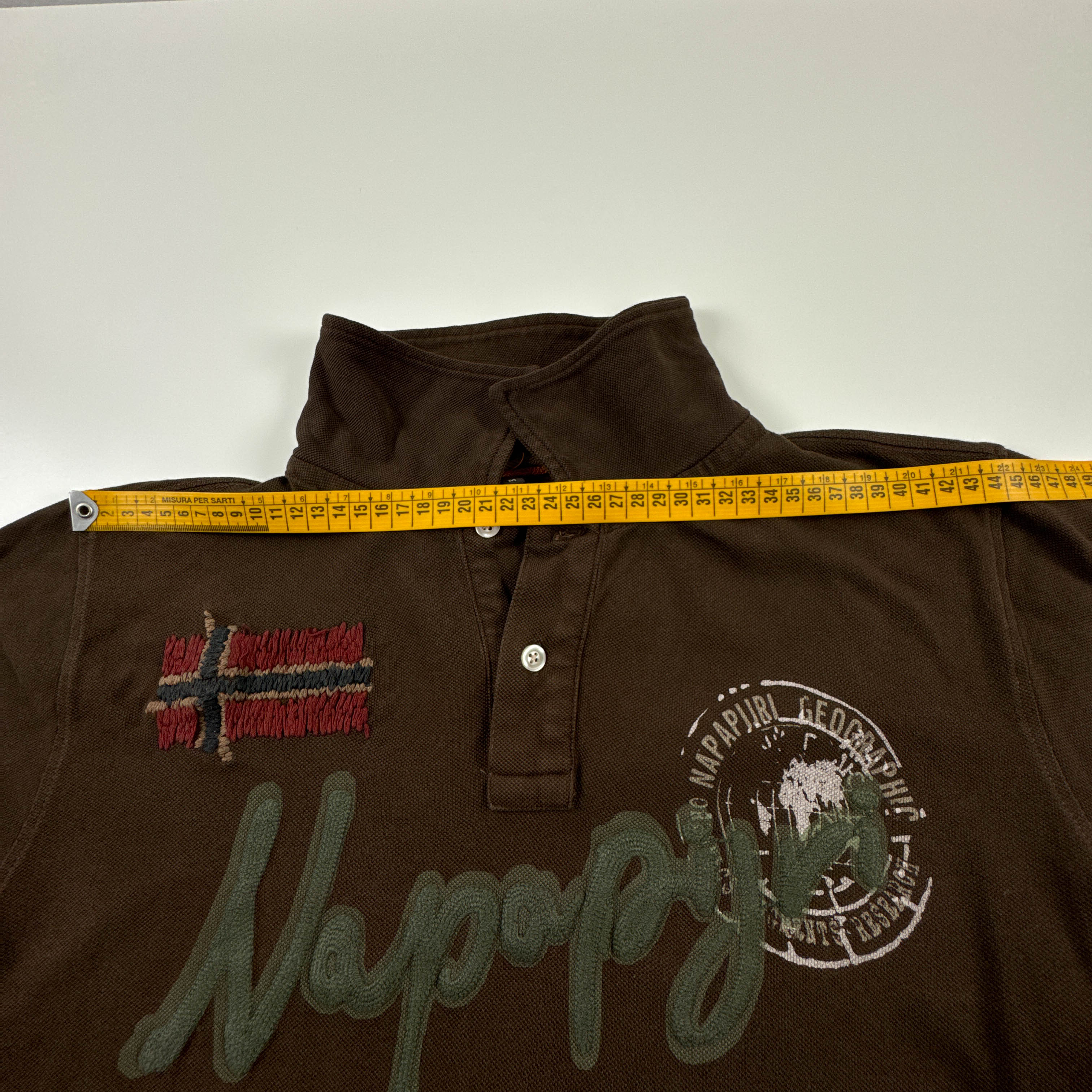 Polo Napapijri Vintage marrone in cotone con ricamo anni 00 - Taglia M uomo