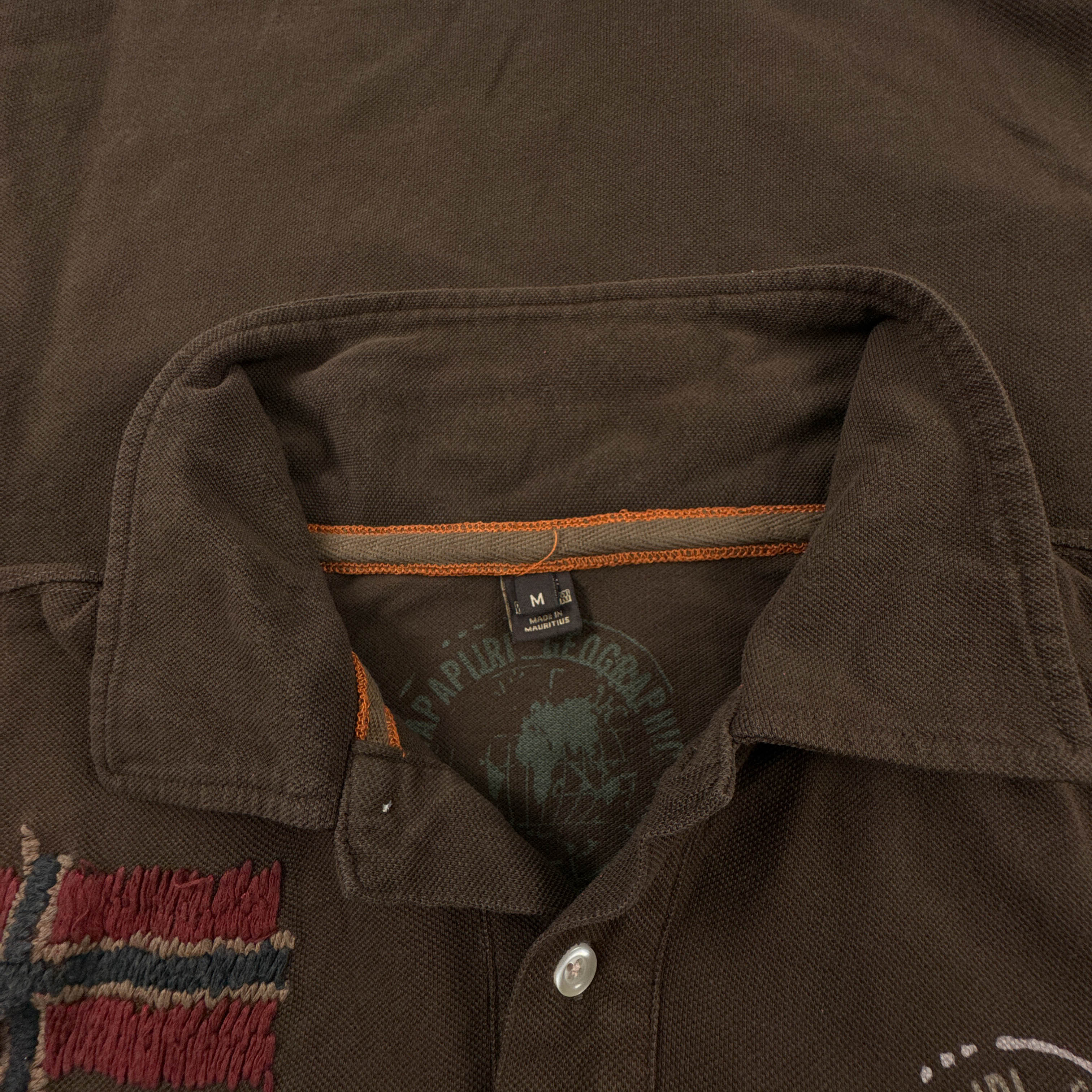 Polo Napapijri Vintage marrone in cotone con ricamo anni 00 - Taglia M uomo
