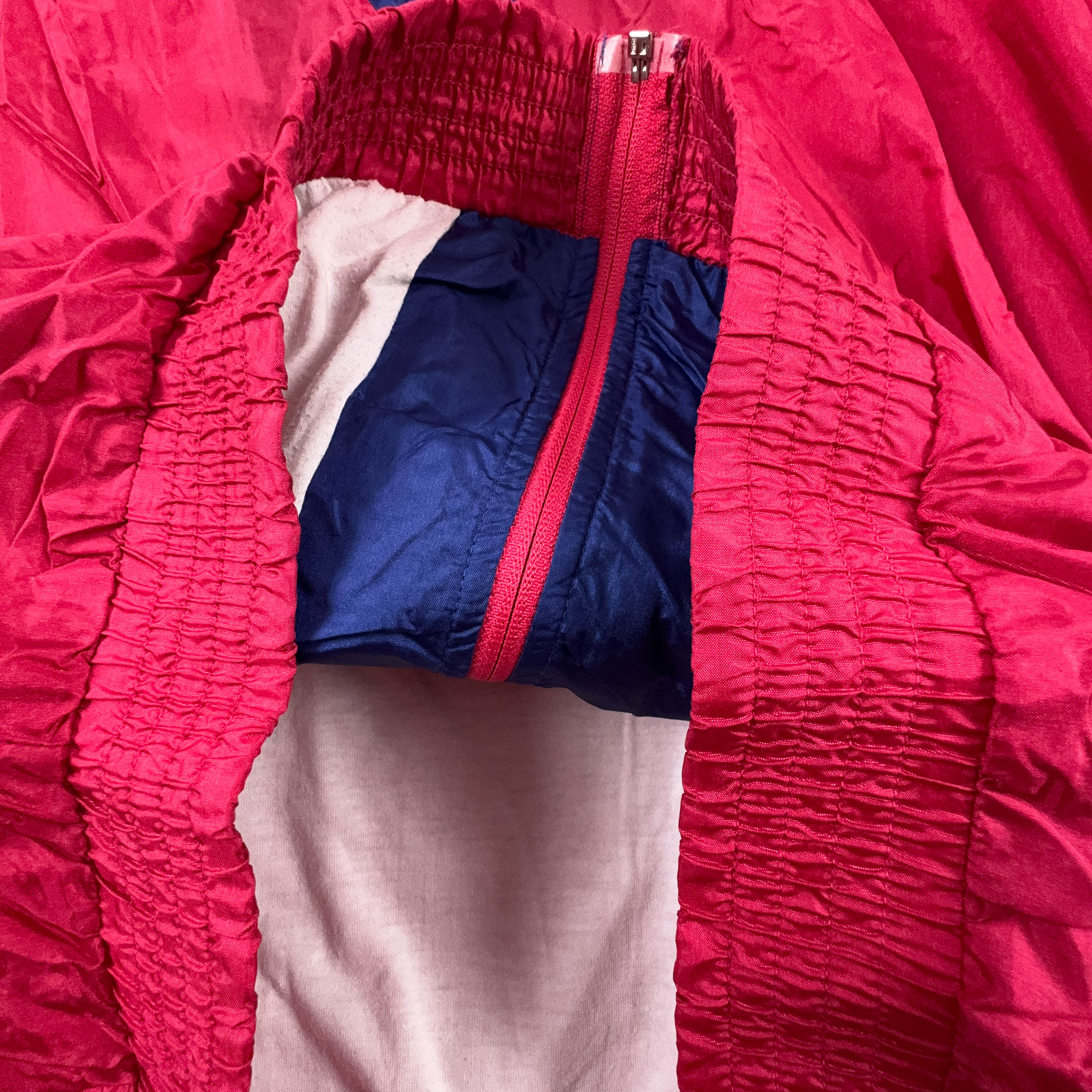 Giacca a vento Sergio Tacchini Vintage rossa e blu con zip anni 90 - Taglia 52 uomo