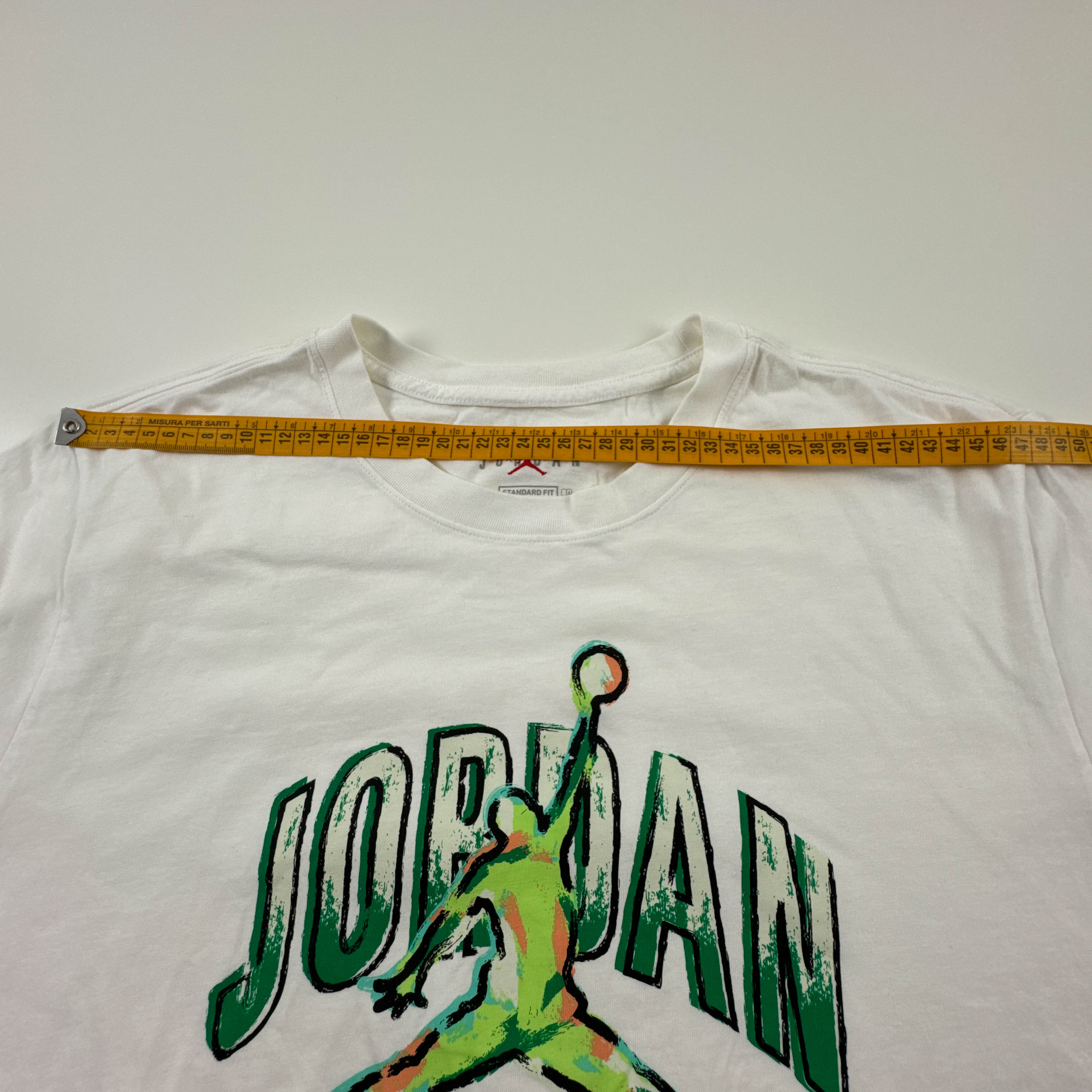 T Shirt Air Jordan bianca a girocollo in cotone con stampa frontale - Taglia XL uomo