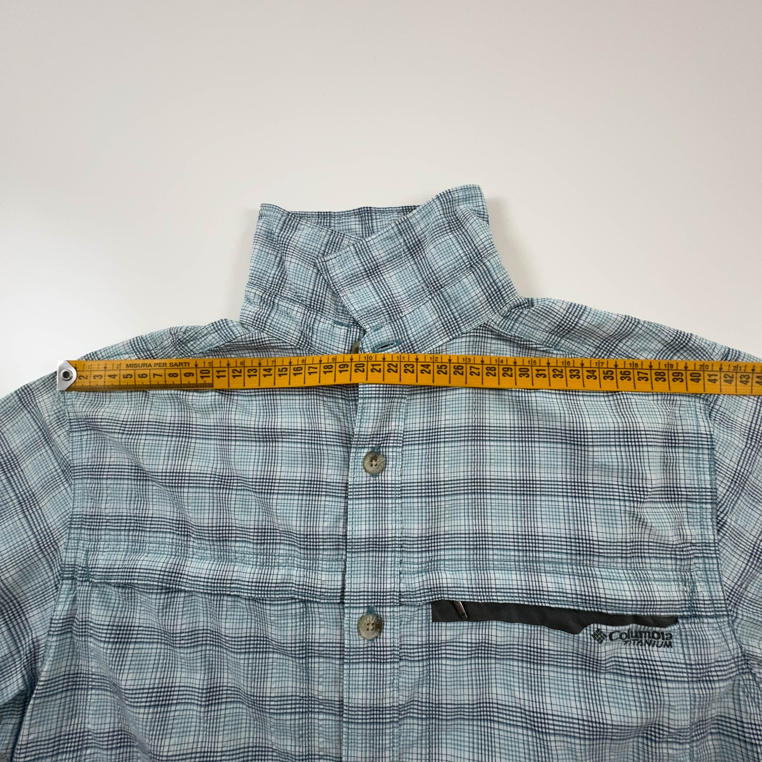Camicia Columbia Titanium a quadri azzurra e bianca - Taglia S/M uomo