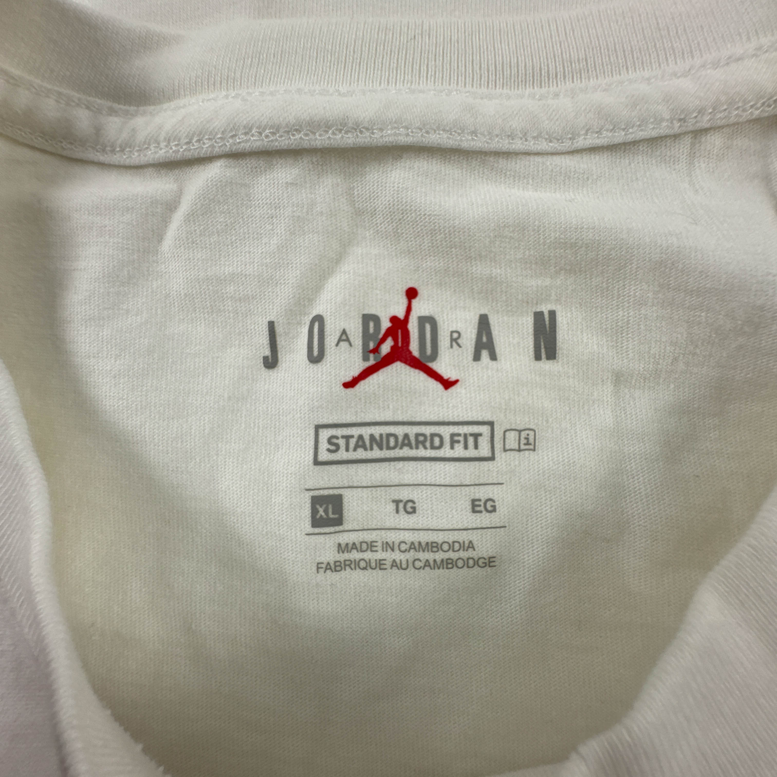 T Shirt Air Jordan bianca a girocollo in cotone con stampa frontale - Taglia XL uomo