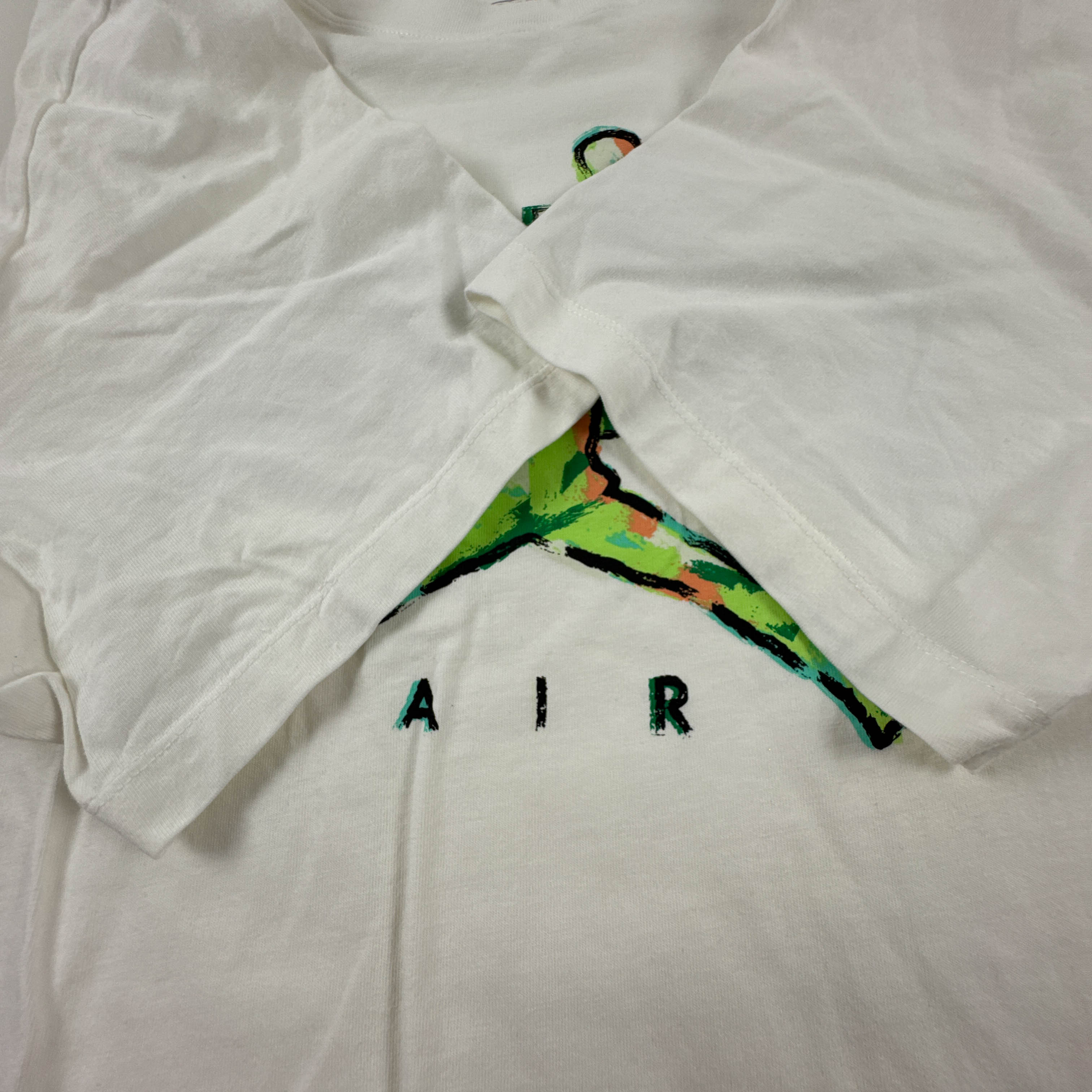 T Shirt Air Jordan bianca a girocollo in cotone con stampa frontale - Taglia XL uomo