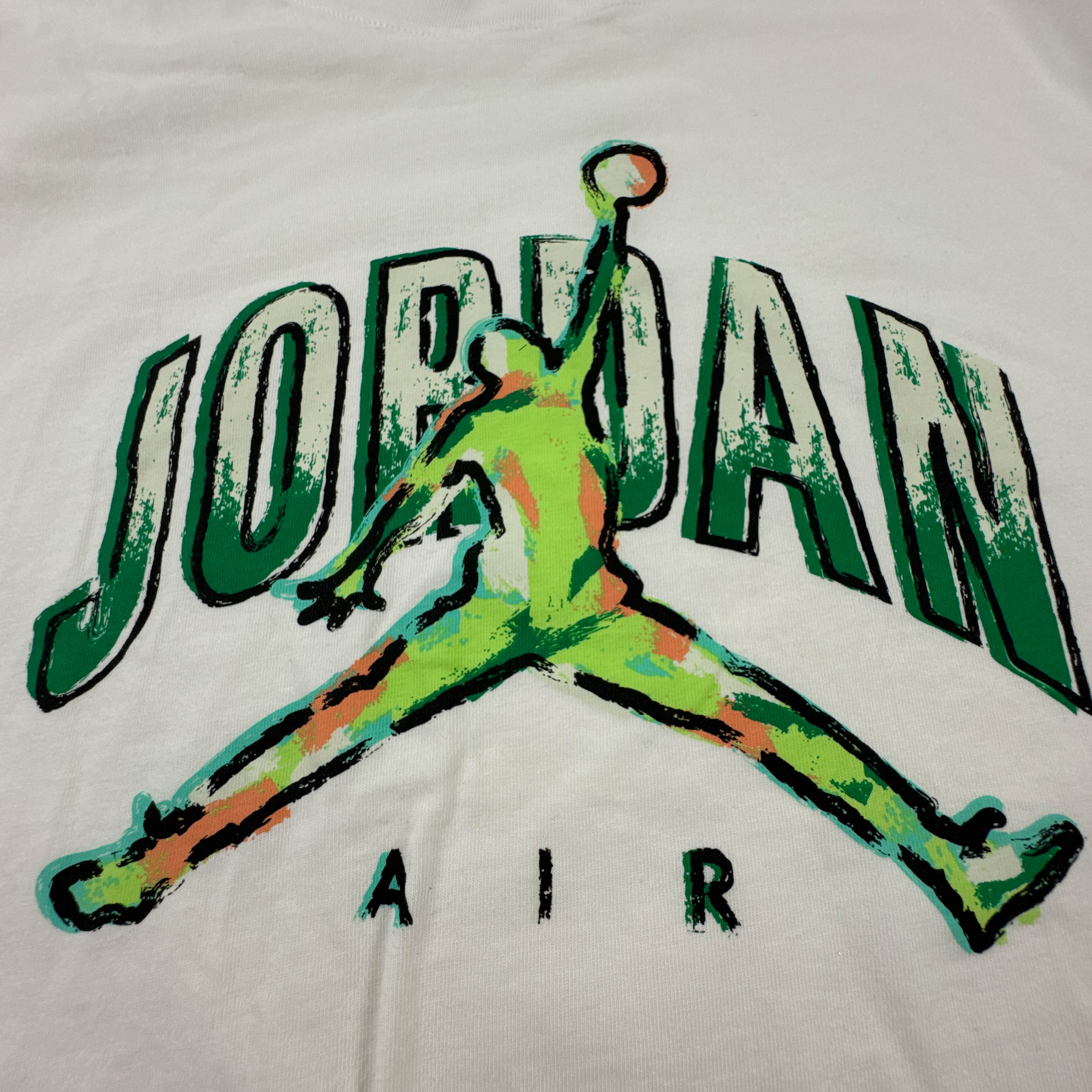 T Shirt Air Jordan bianca a girocollo in cotone con stampa frontale - Taglia XL uomo