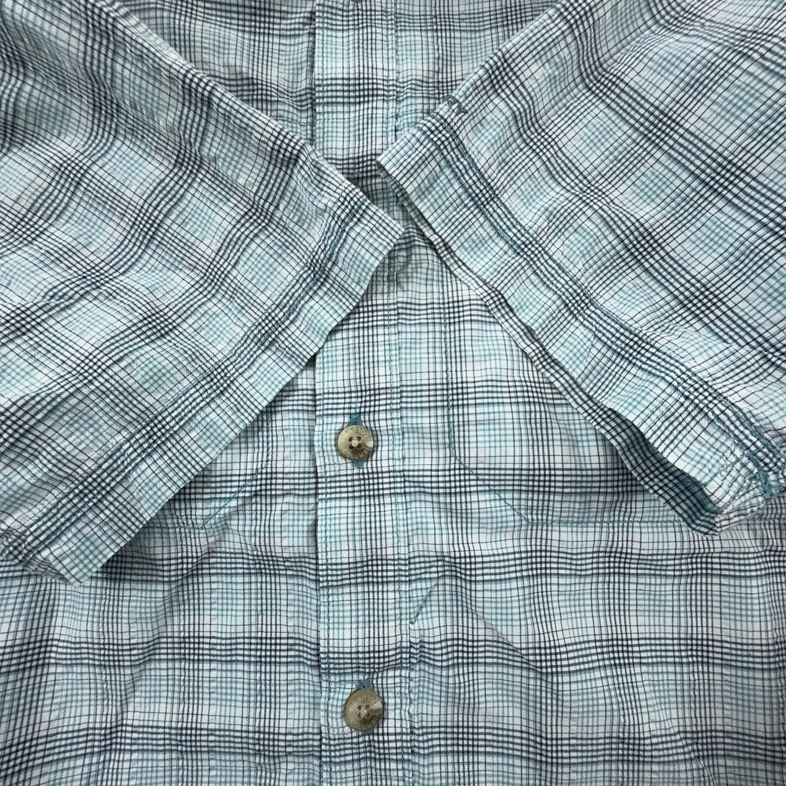 Camicia Columbia Titanium a quadri azzurra e bianca - Taglia S/M uomo