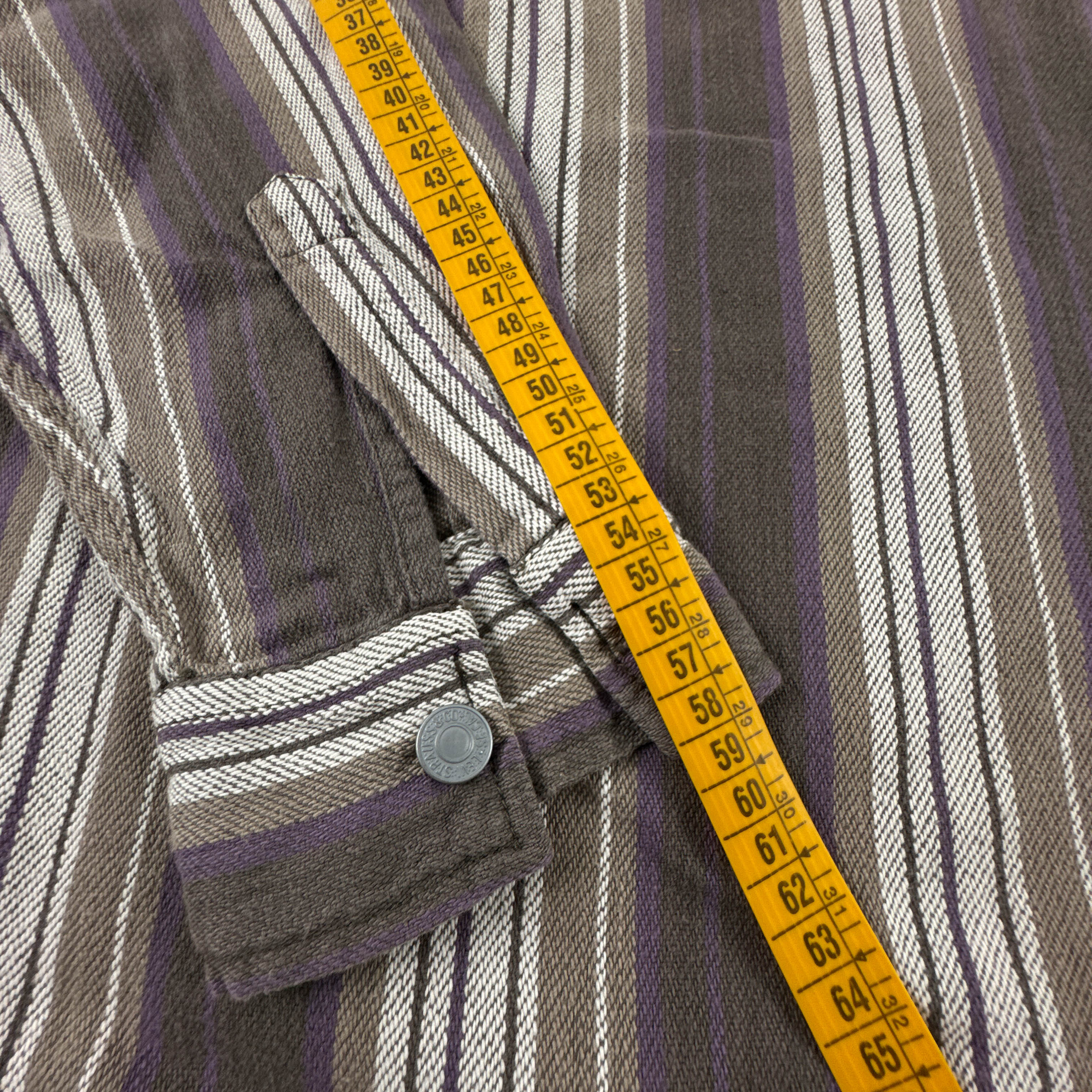 Camicia Levi's Vintage marrone e bianca a righe anni 80 90 - Taglia M/L uomo