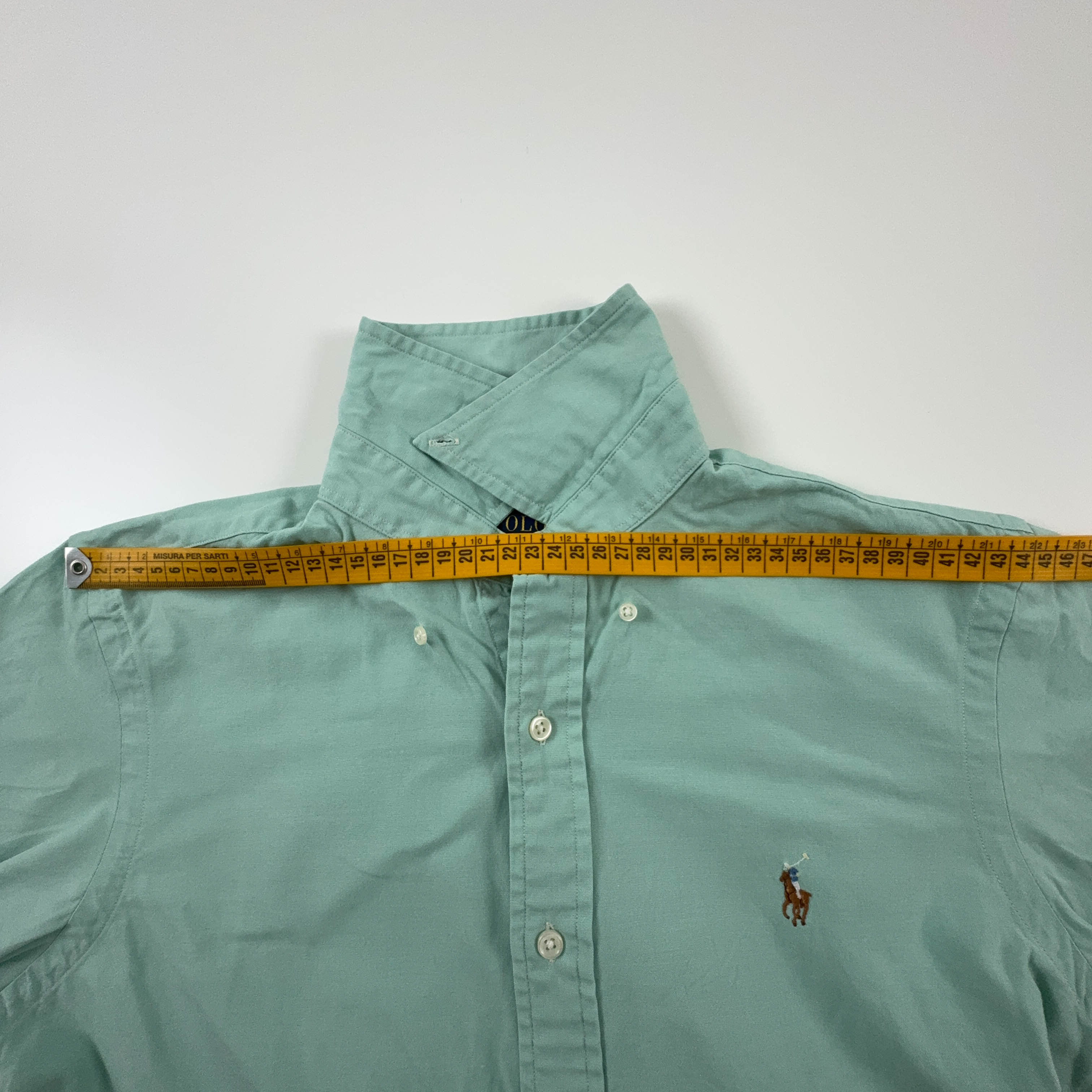 Camicia Ralph Lauren verde chiara a tinta unita in cotone - Taglia S uomo