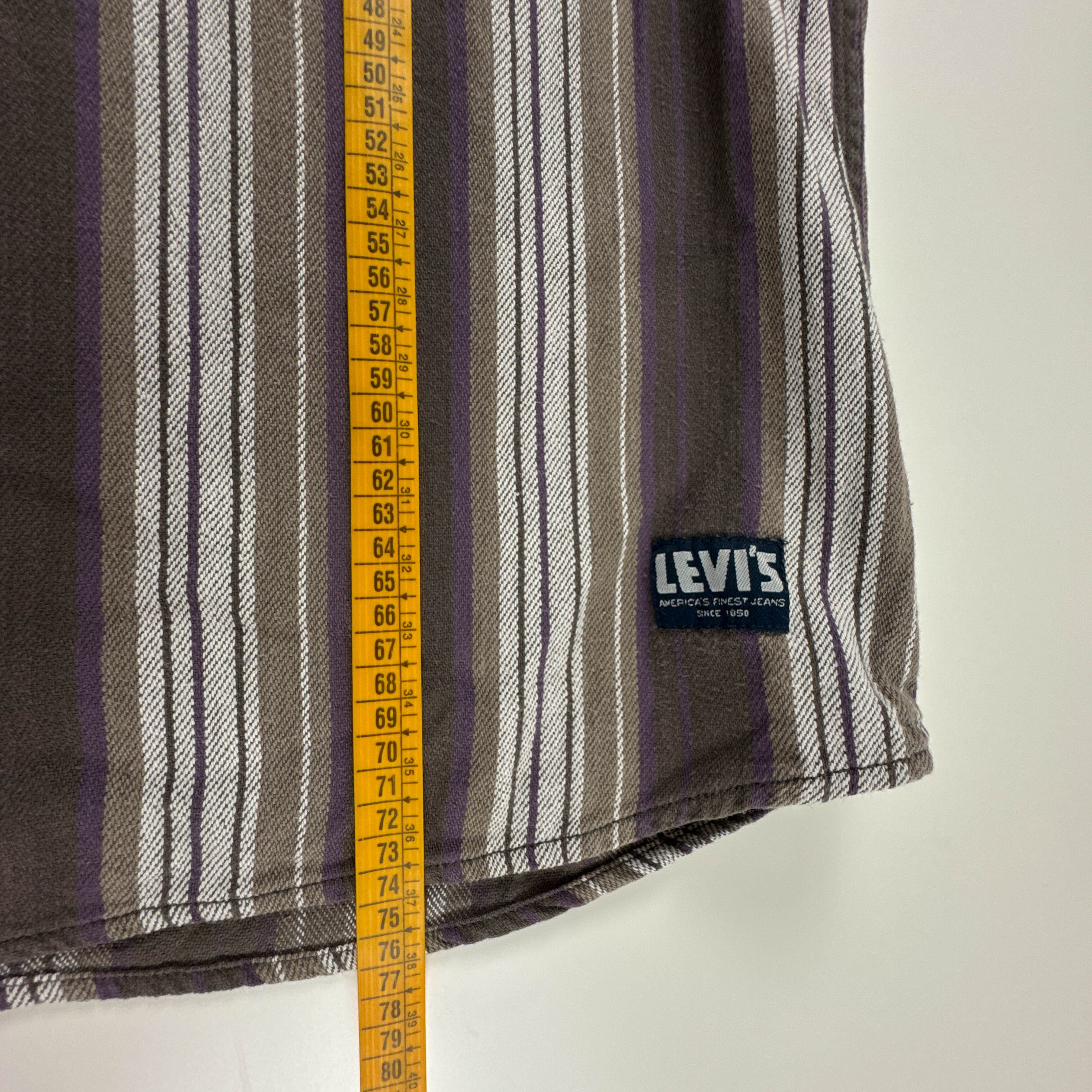 Camicia Levi's Vintage marrone e bianca a righe anni 80 90 - Taglia M/L uomo