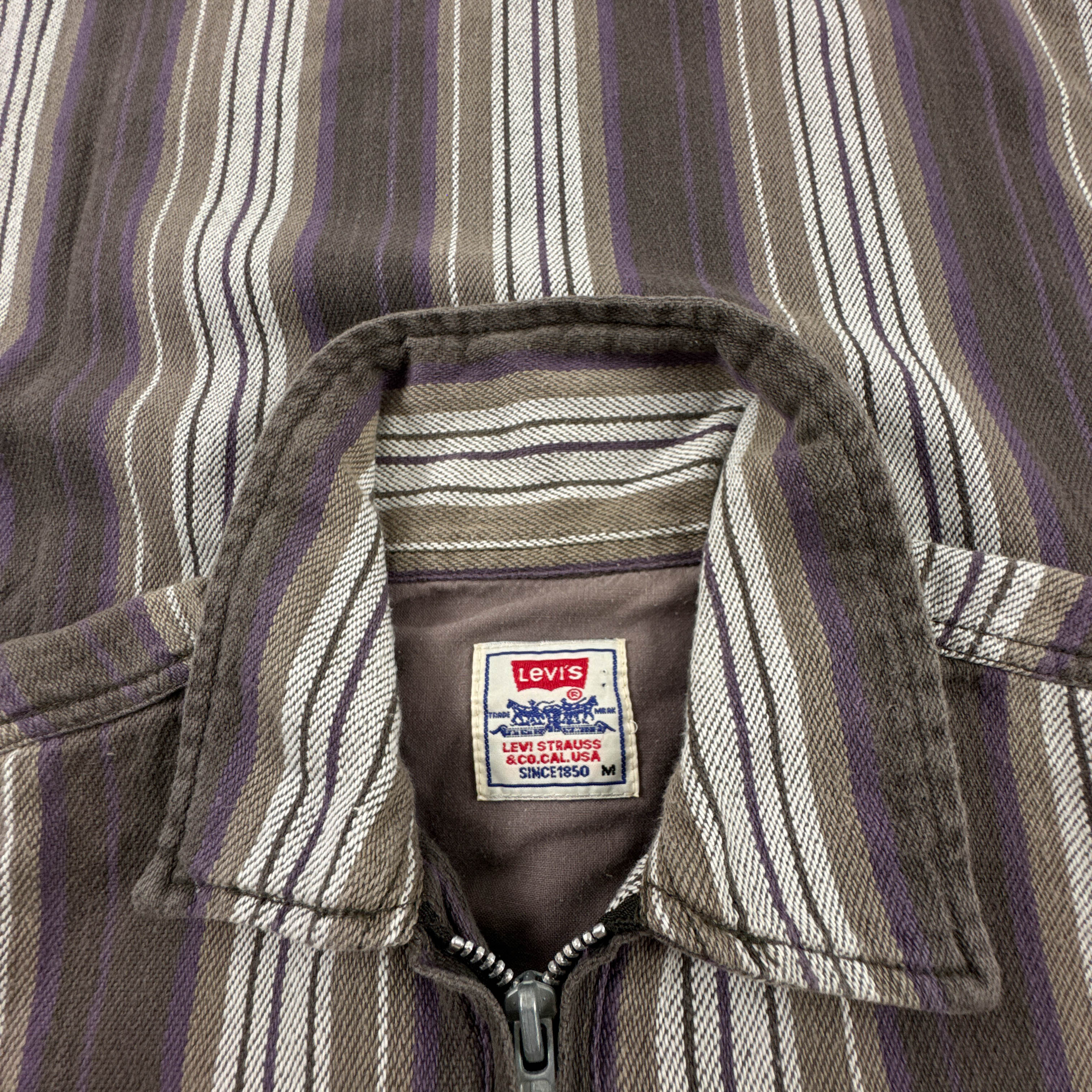 Camicia Levi's Vintage marrone e bianca a righe anni 80 90 - Taglia M/L uomo
