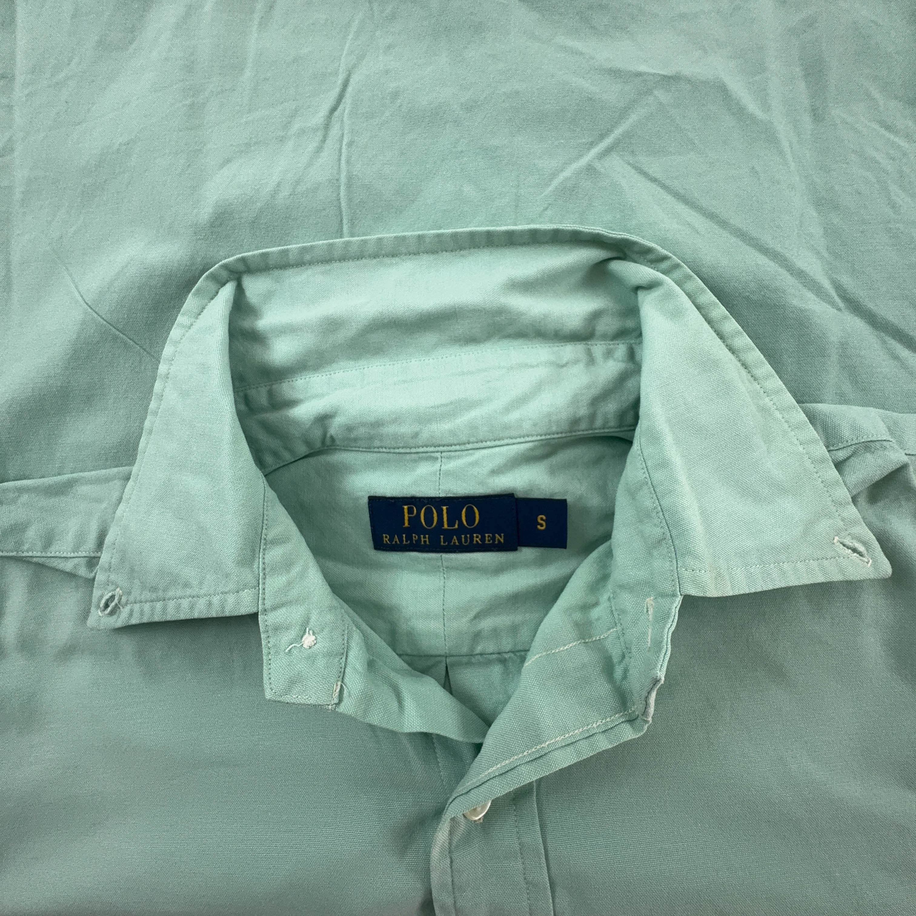 Camicia Ralph Lauren verde chiara a tinta unita in cotone - Taglia S uomo