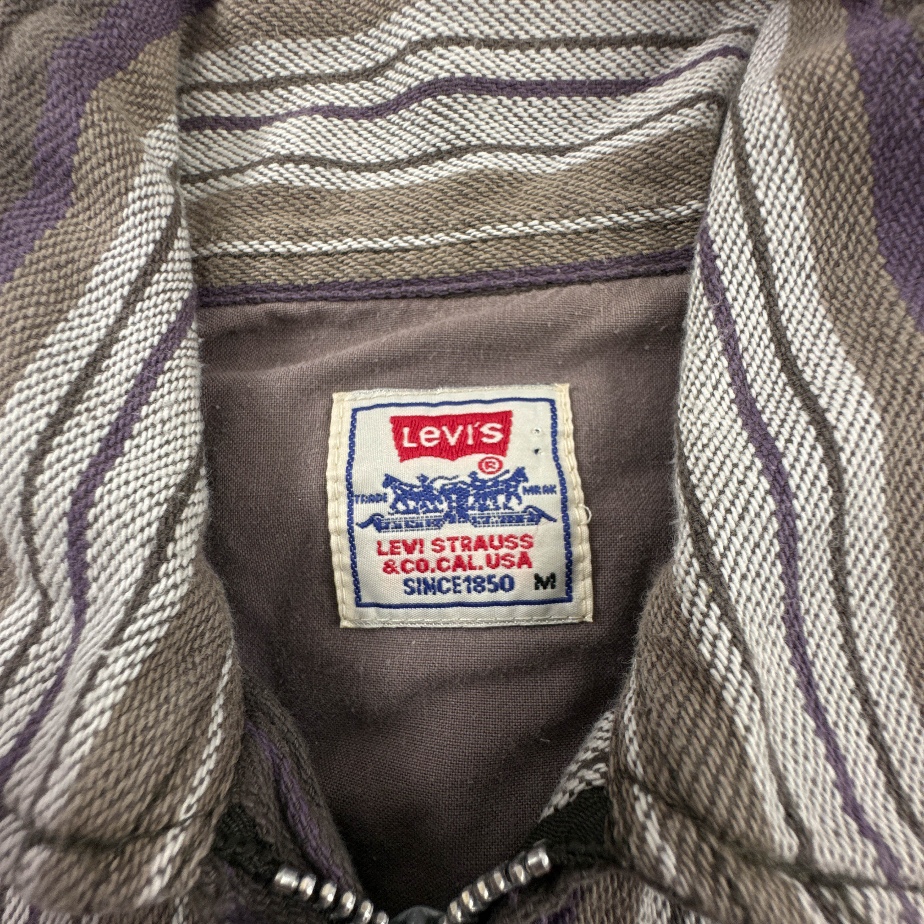 Camicia Levi's Vintage marrone e bianca a righe anni 80 90 - Taglia M/L uomo
