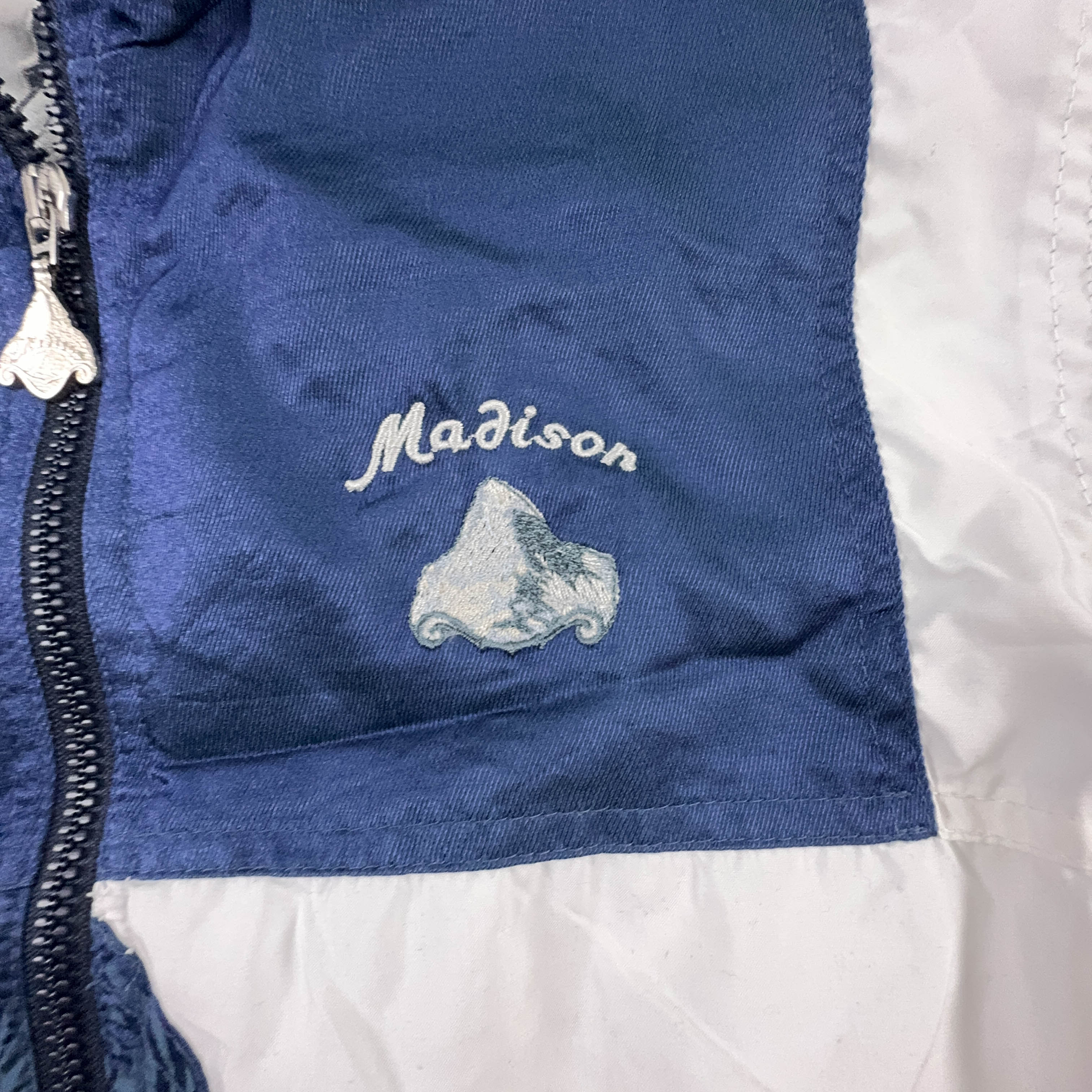 Giacca a vento Vintage bianca e blu con zip - Taglia 50 uomo