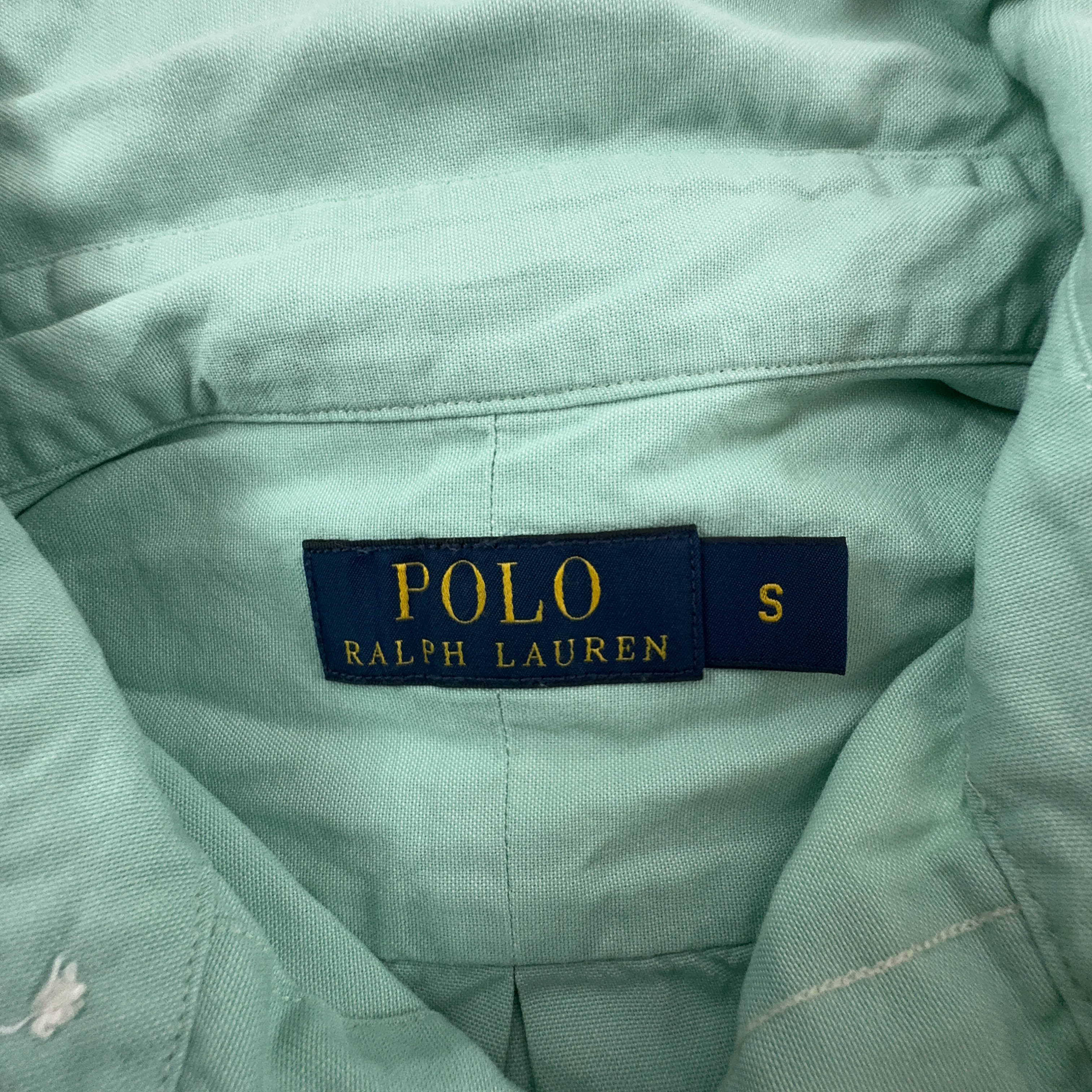 Camicia Ralph Lauren verde chiara a tinta unita in cotone - Taglia S uomo