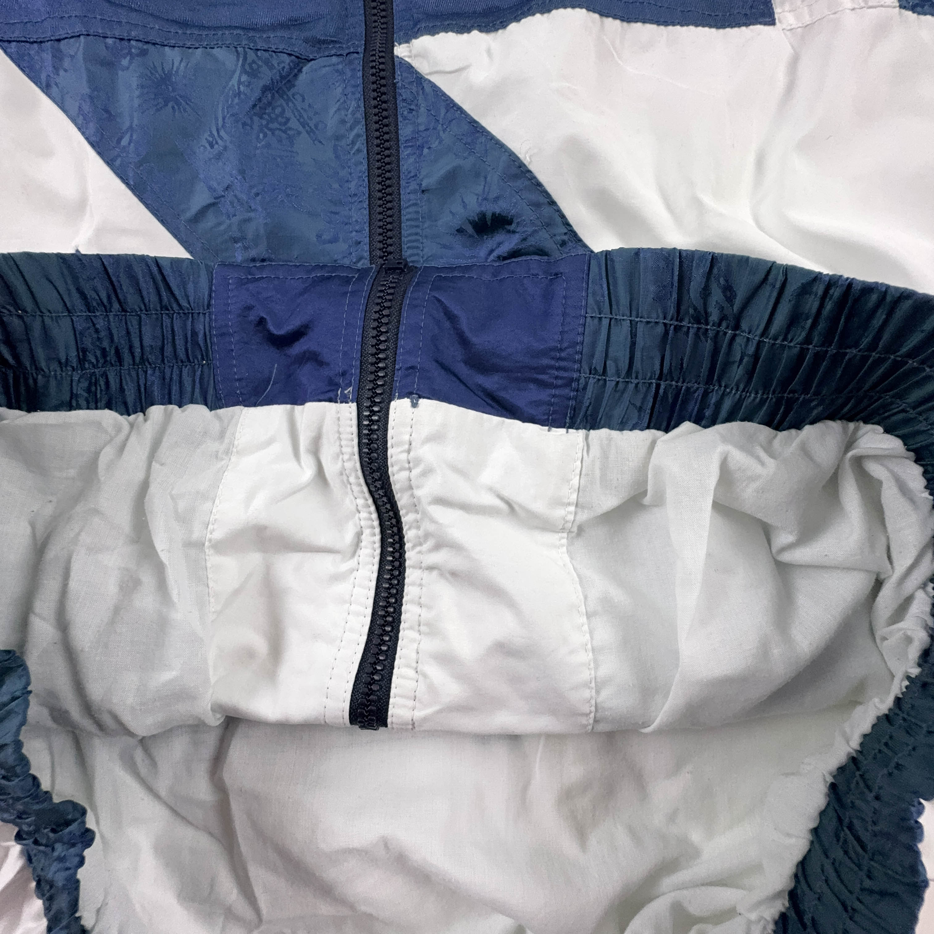 Giacca a vento Vintage bianca e blu con zip - Taglia 50 uomo