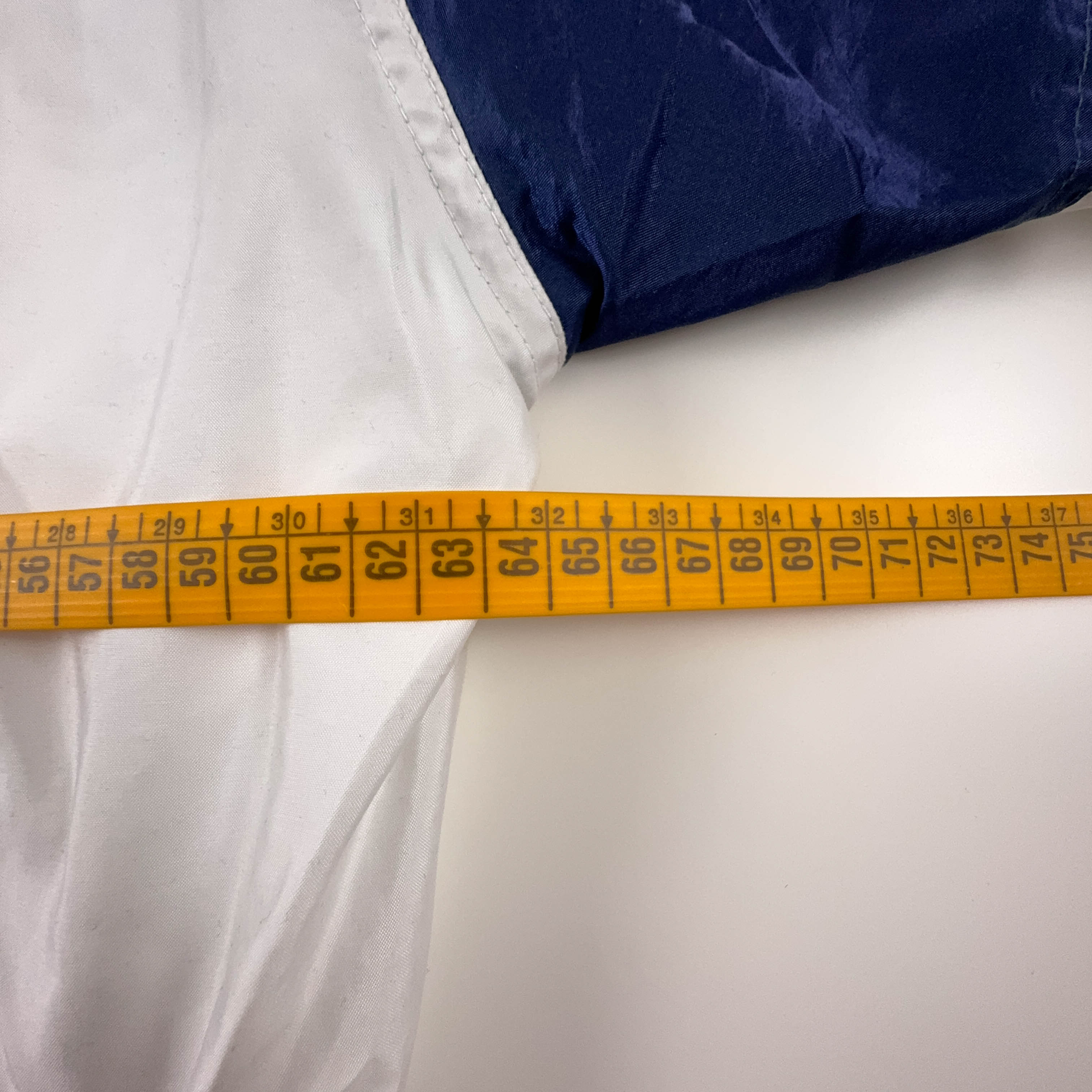 Giacca a vento Vintage bianca e blu con zip - Taglia 50 uomo