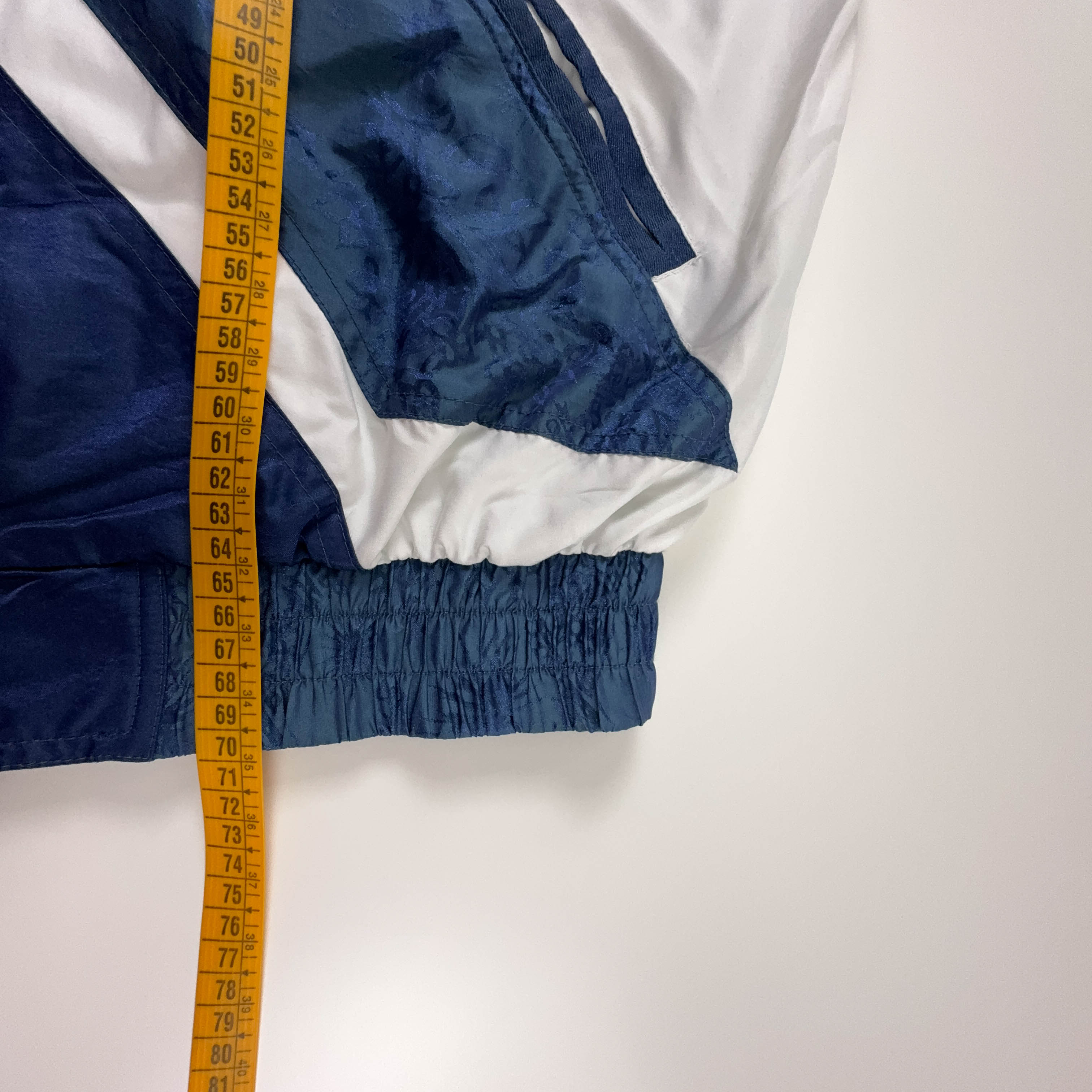 Giacca a vento Vintage bianca e blu con zip - Taglia 50 uomo