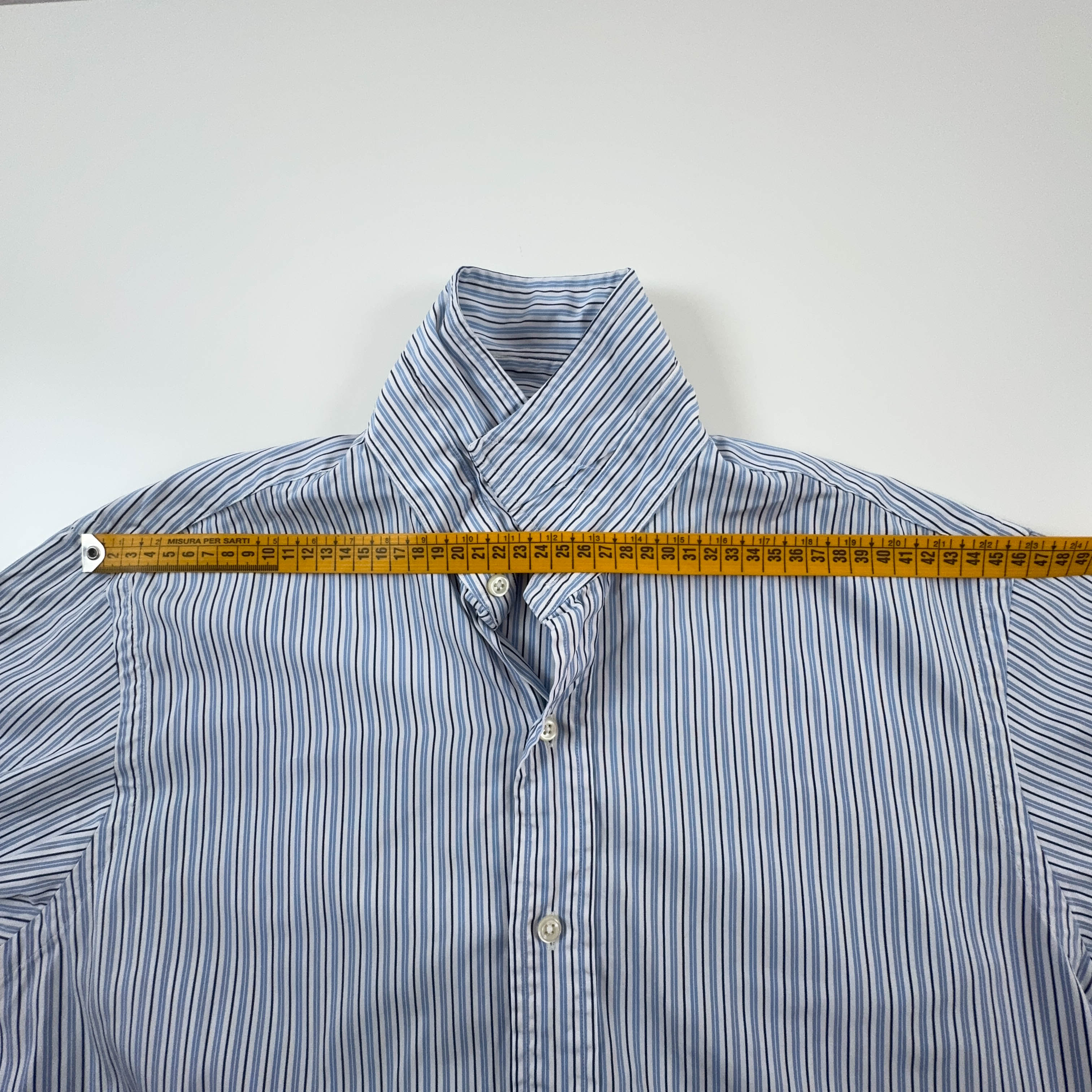 Camicia Ralph Lauren a righe azzurra e bianca custom fit in cotone - taglia 16 - 35 uomo
