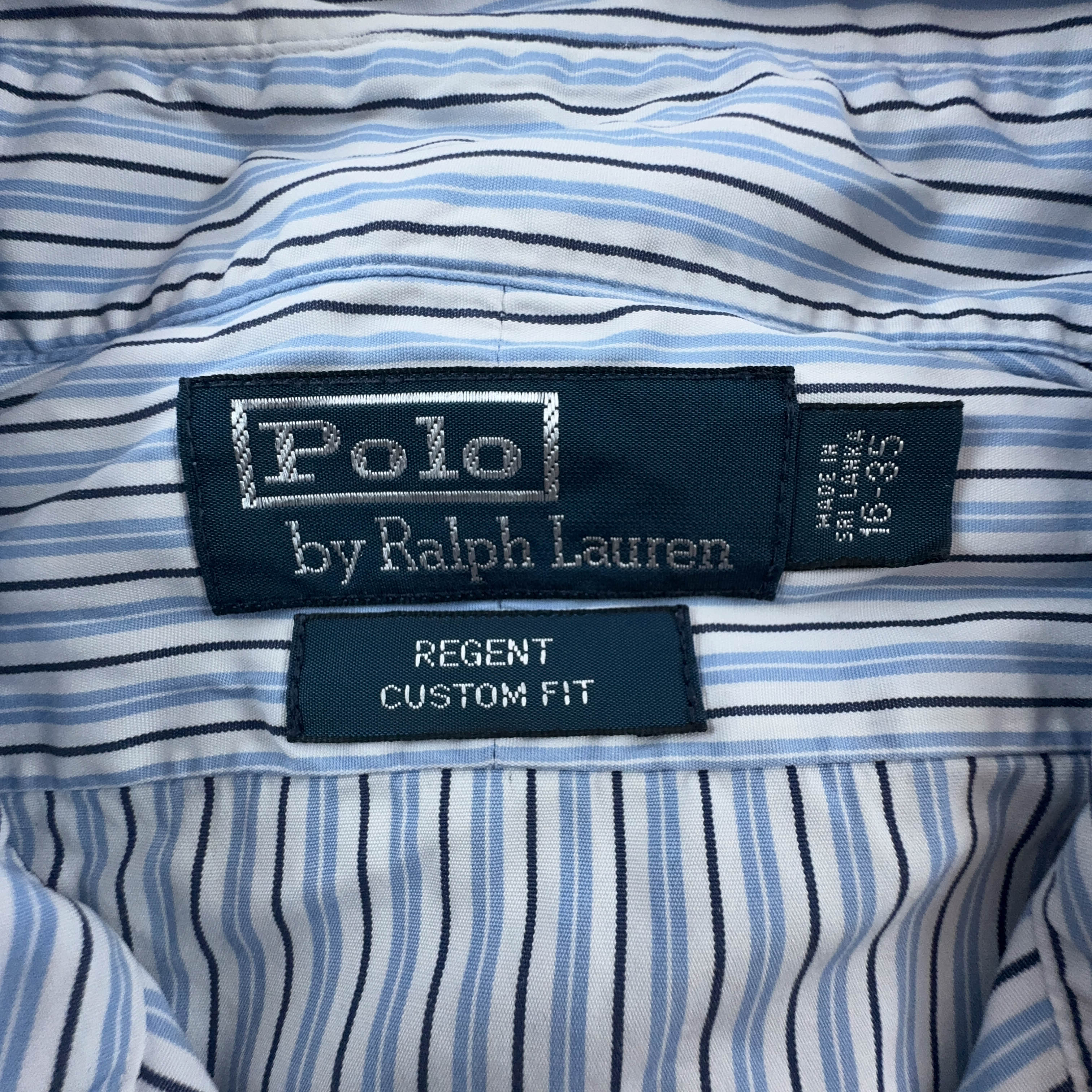Camicia Ralph Lauren a righe azzurra e bianca custom fit in cotone - taglia 16 - 35 uomo