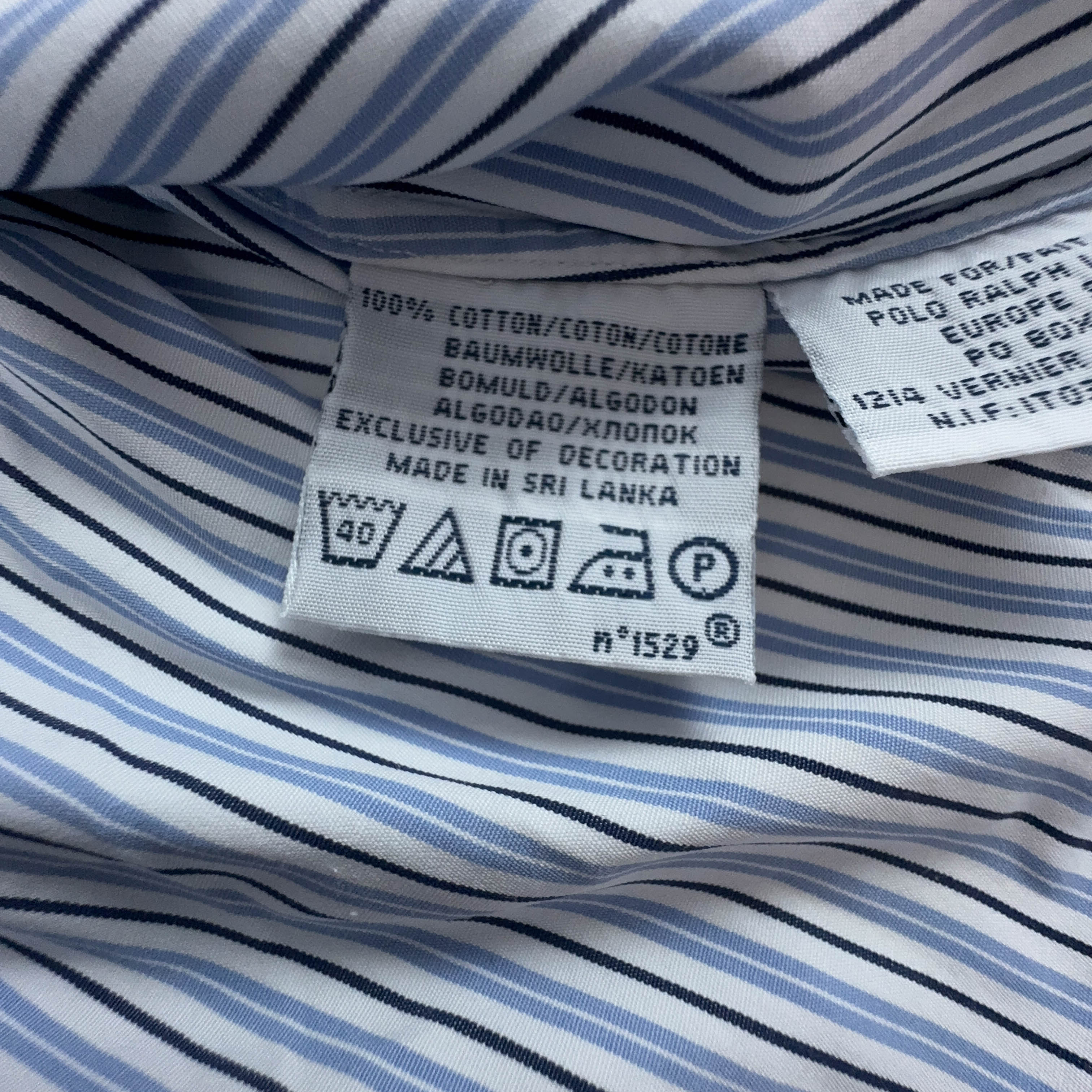 Camicia Ralph Lauren a righe azzurra e bianca custom fit in cotone - taglia 16 - 35 uomo