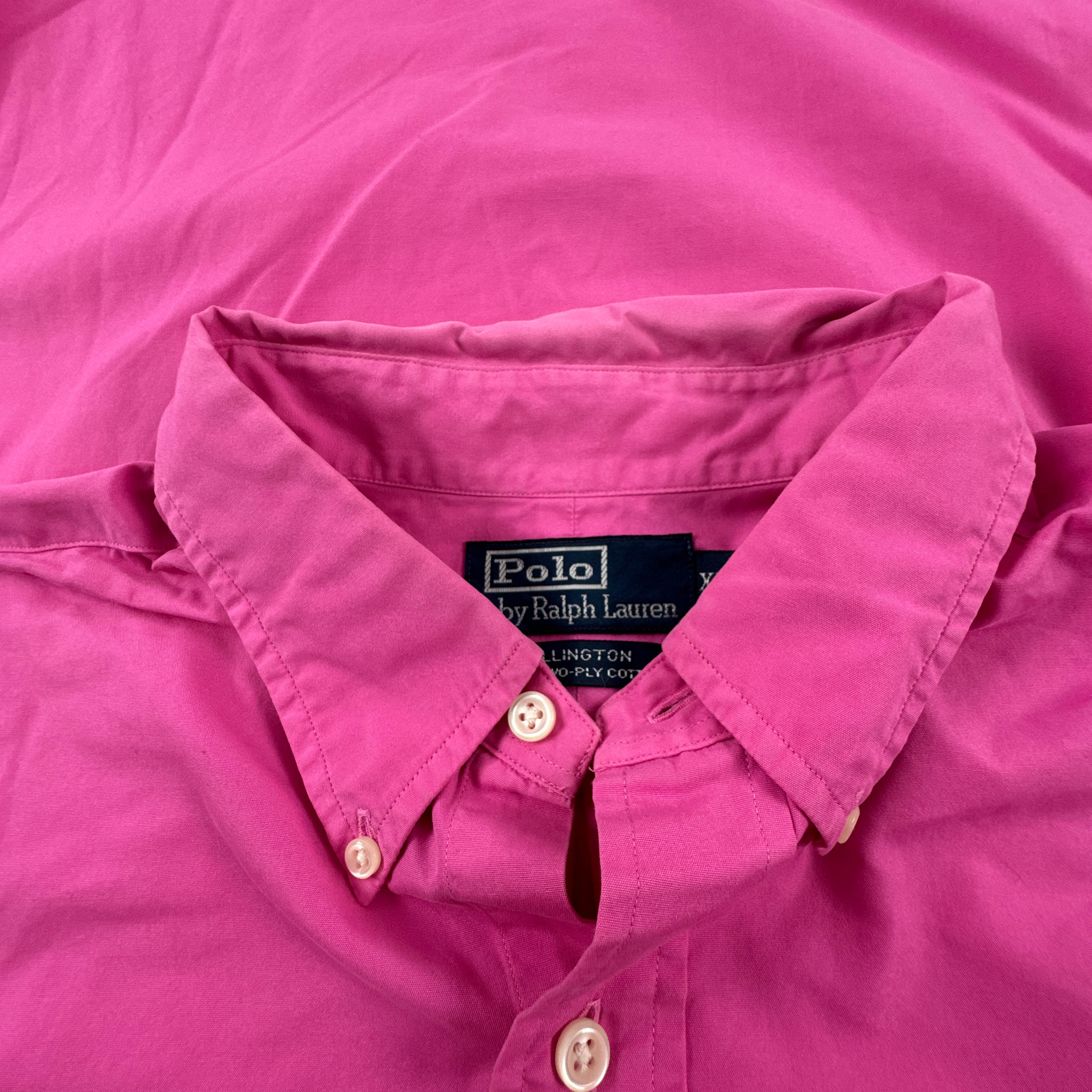 Camicia Ralph Lauren rosa a tinta unita in cotone - Taglia XL uomo