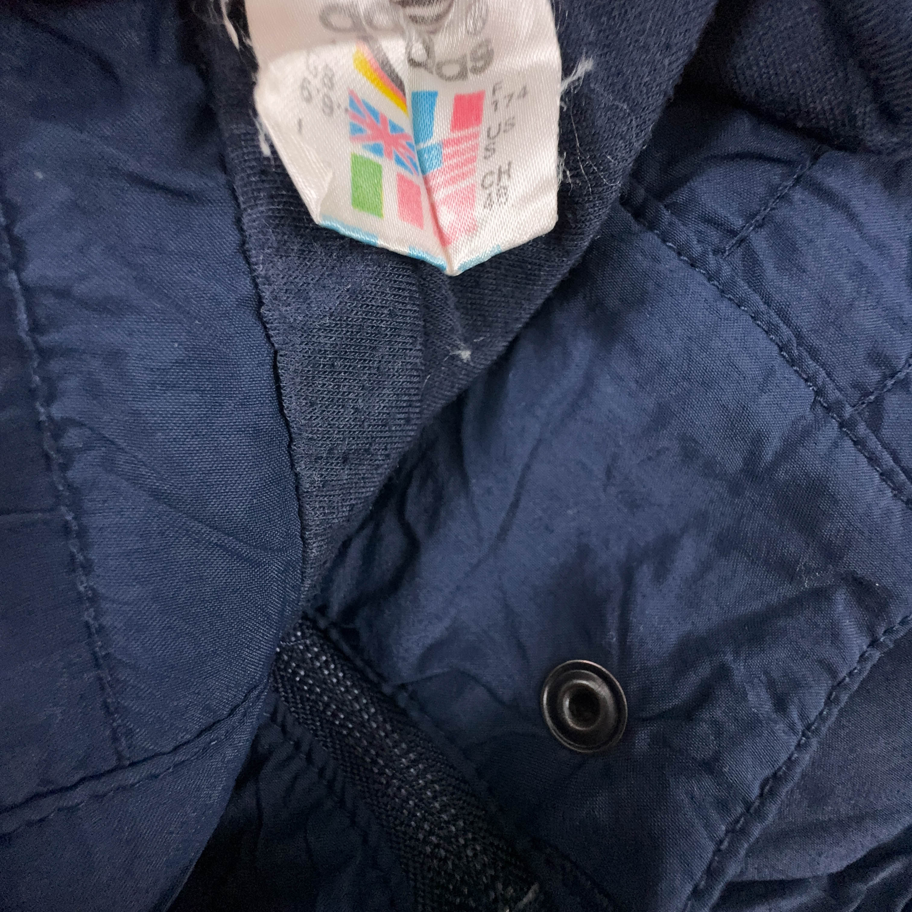 Giacca a vento Adidas Vintage blu scuro con zip e cappuccio anni 90 - Taglia 48 uomo