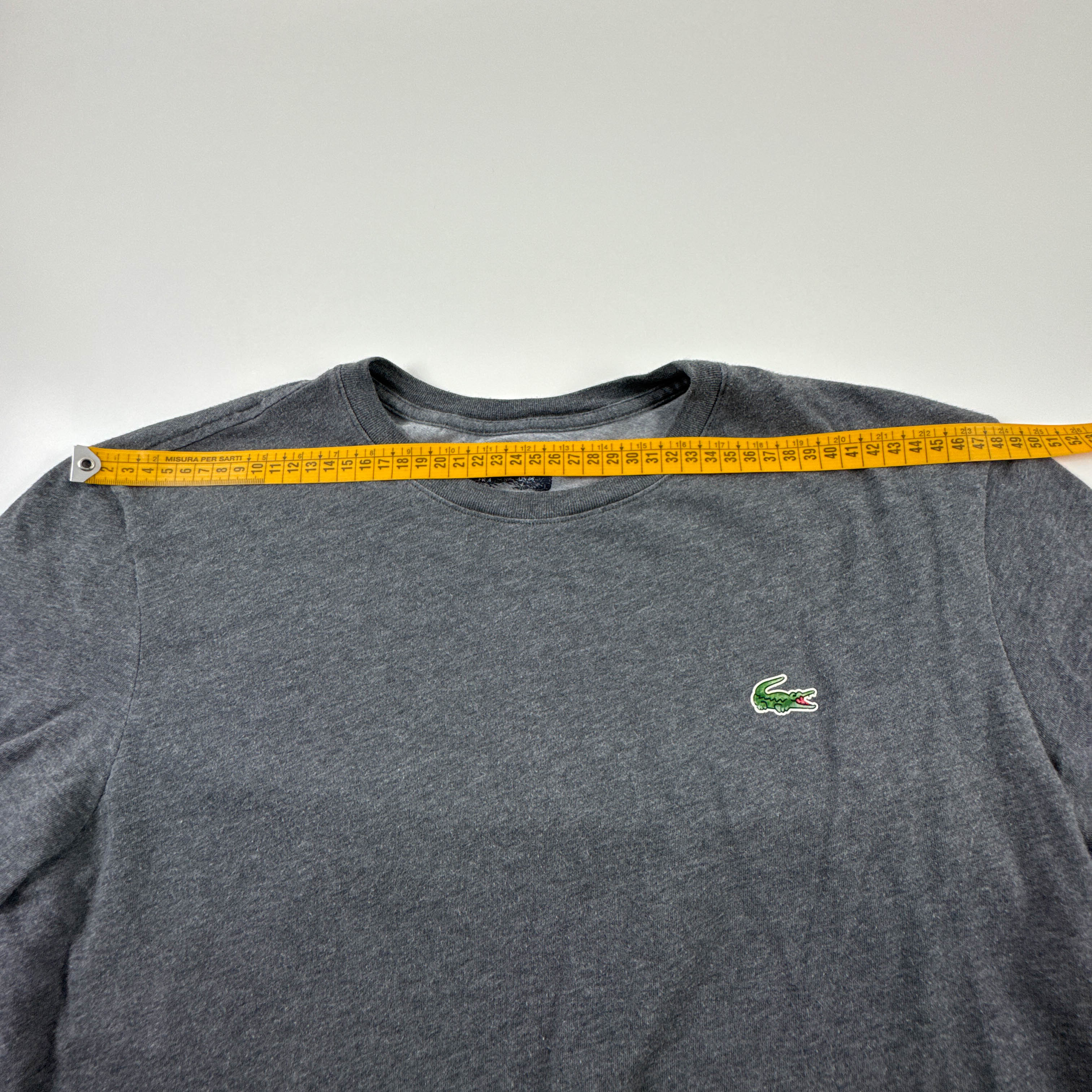 T shirt Lacoste grigia a tinta unita a girocollo 65% cotone - Taglia 4 M uomo