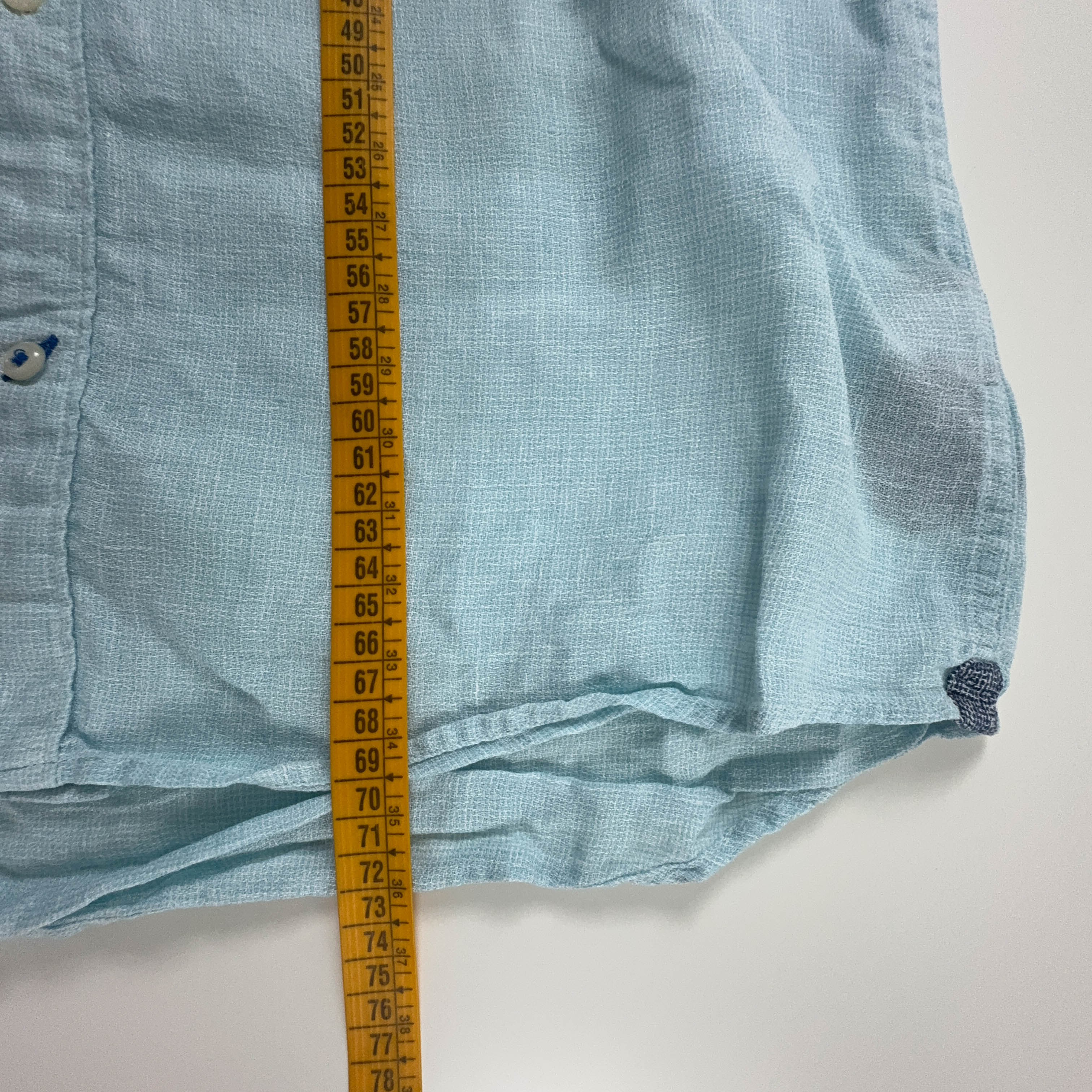 Camicia Tommy Hilfiger azzurra a tinta unita 100% lino - Taglia M/L uomo