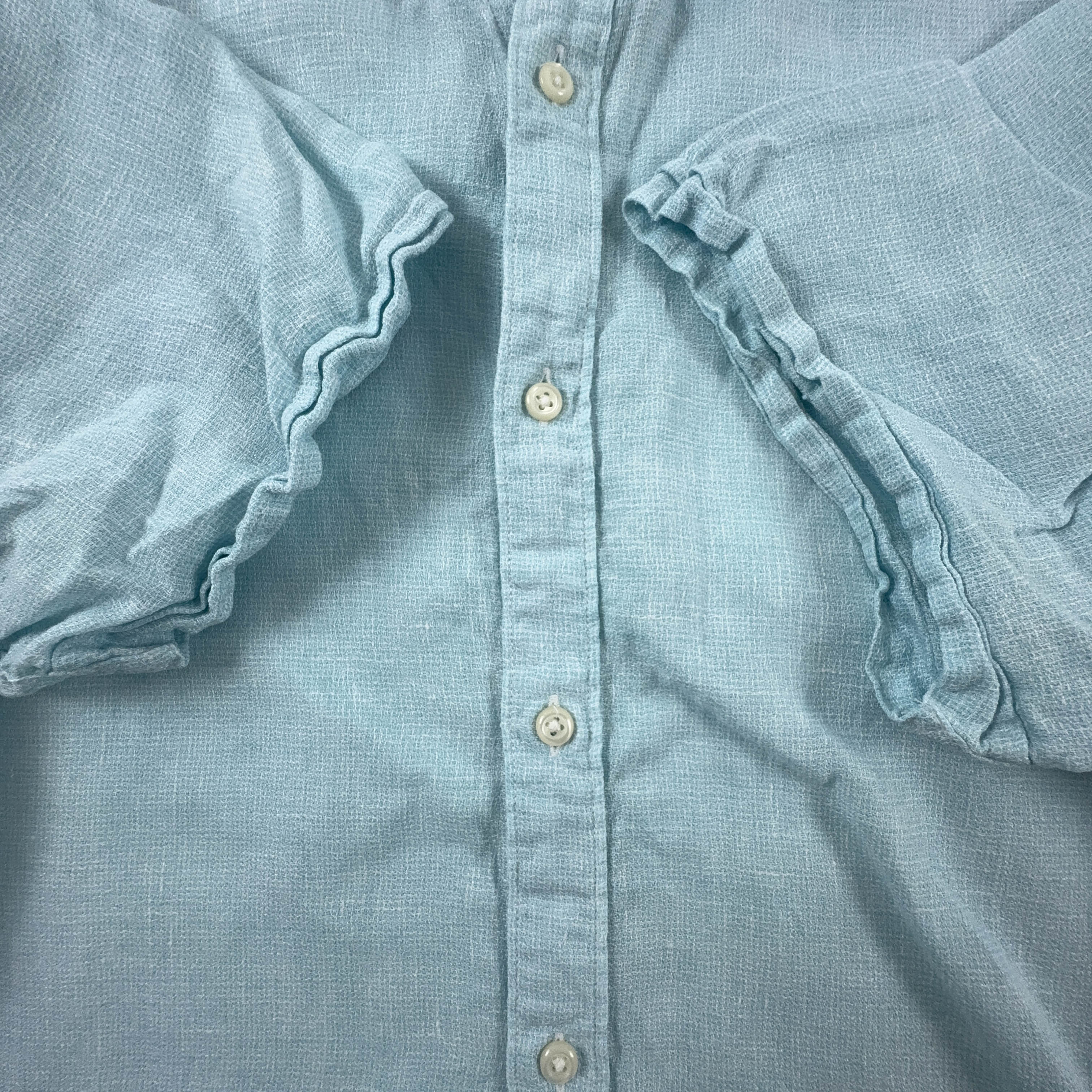 Camicia Tommy Hilfiger azzurra a tinta unita 100% lino - Taglia M/L uomo