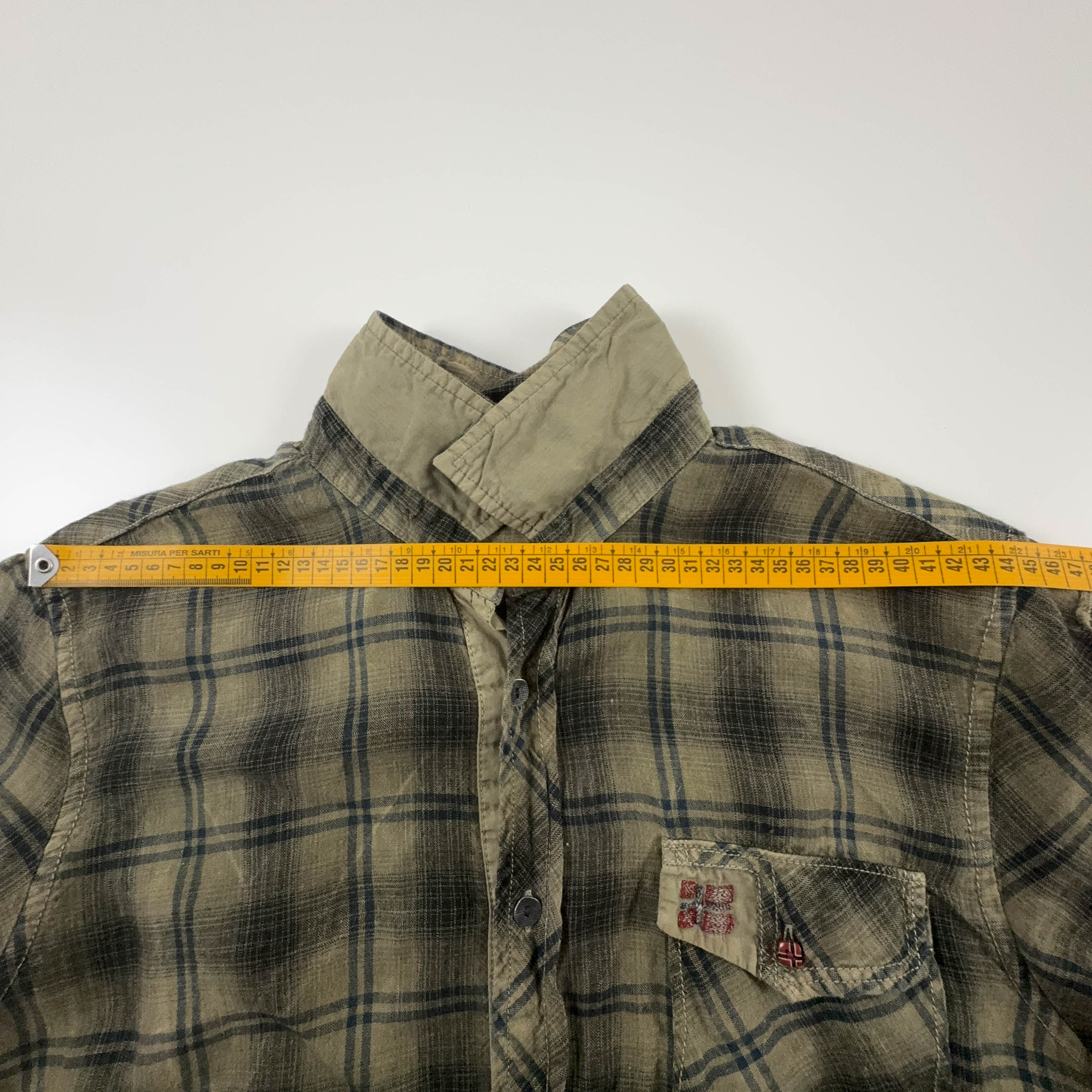 Camicia Napapijri a quadri marrone in cotone e lino - Taglia L uomo