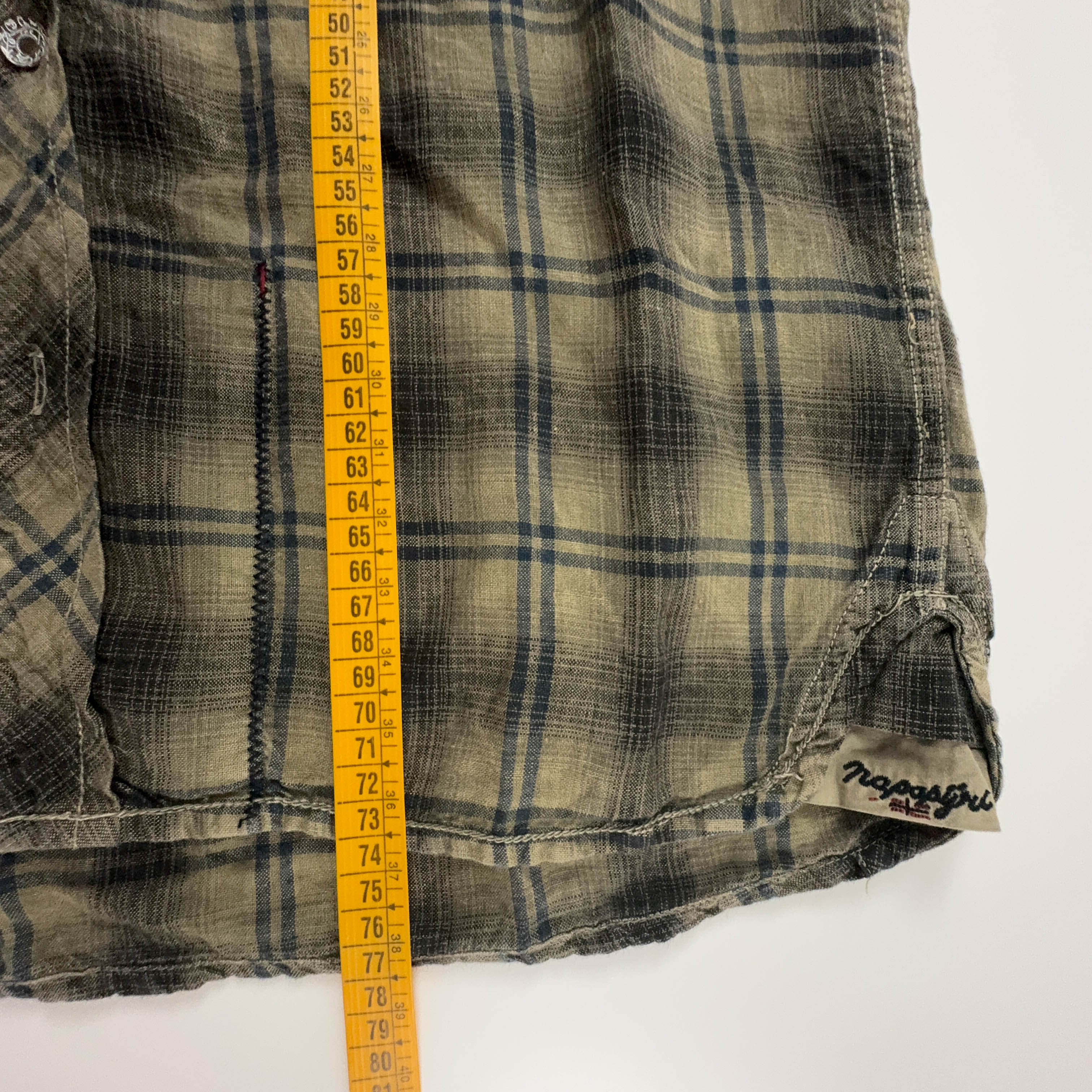 Camicia Napapijri a quadri marrone in cotone e lino - Taglia L uomo