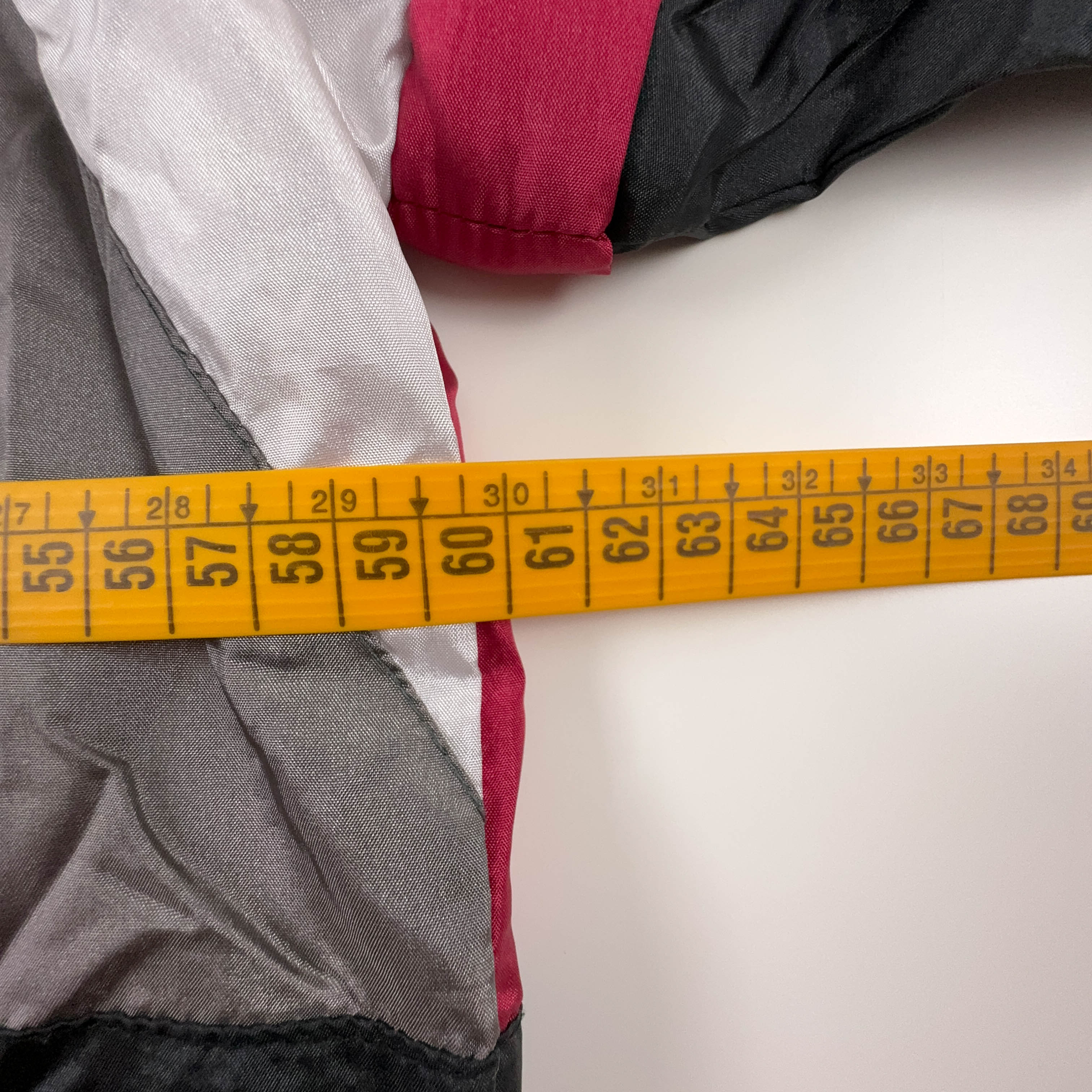 Giacca a vento Vintage nera e grigia geometrica con zip - Taglia L/XL uomo