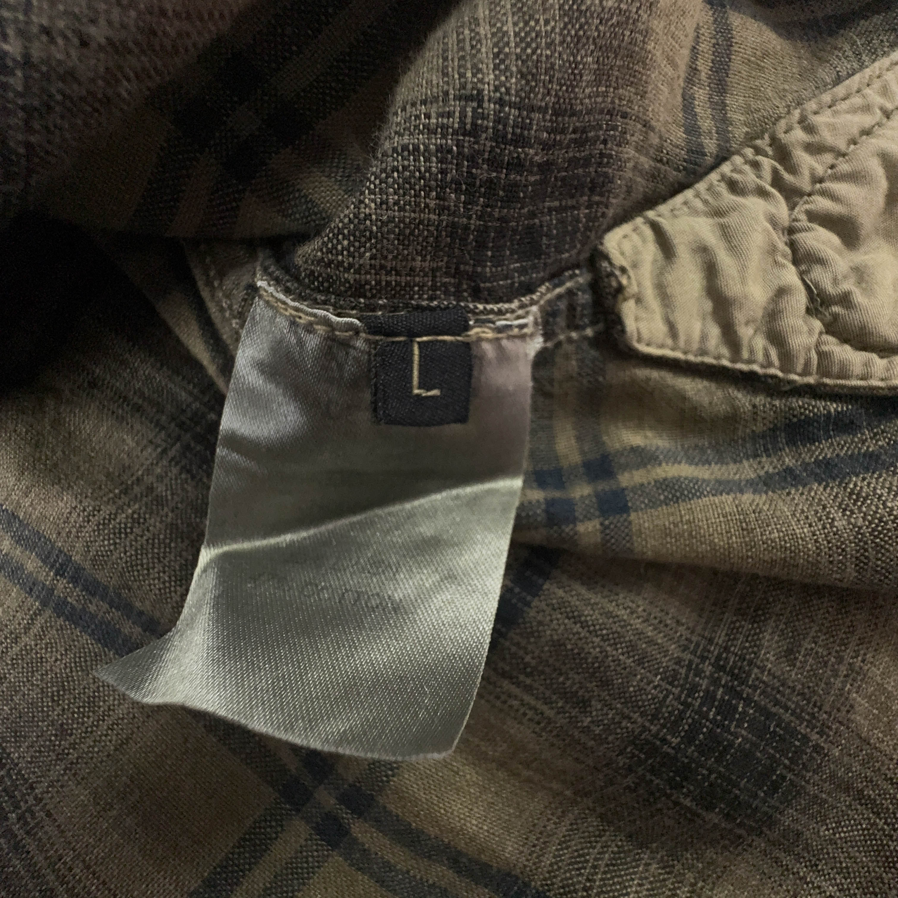 Camicia Napapijri a quadri marrone in cotone e lino - Taglia L uomo