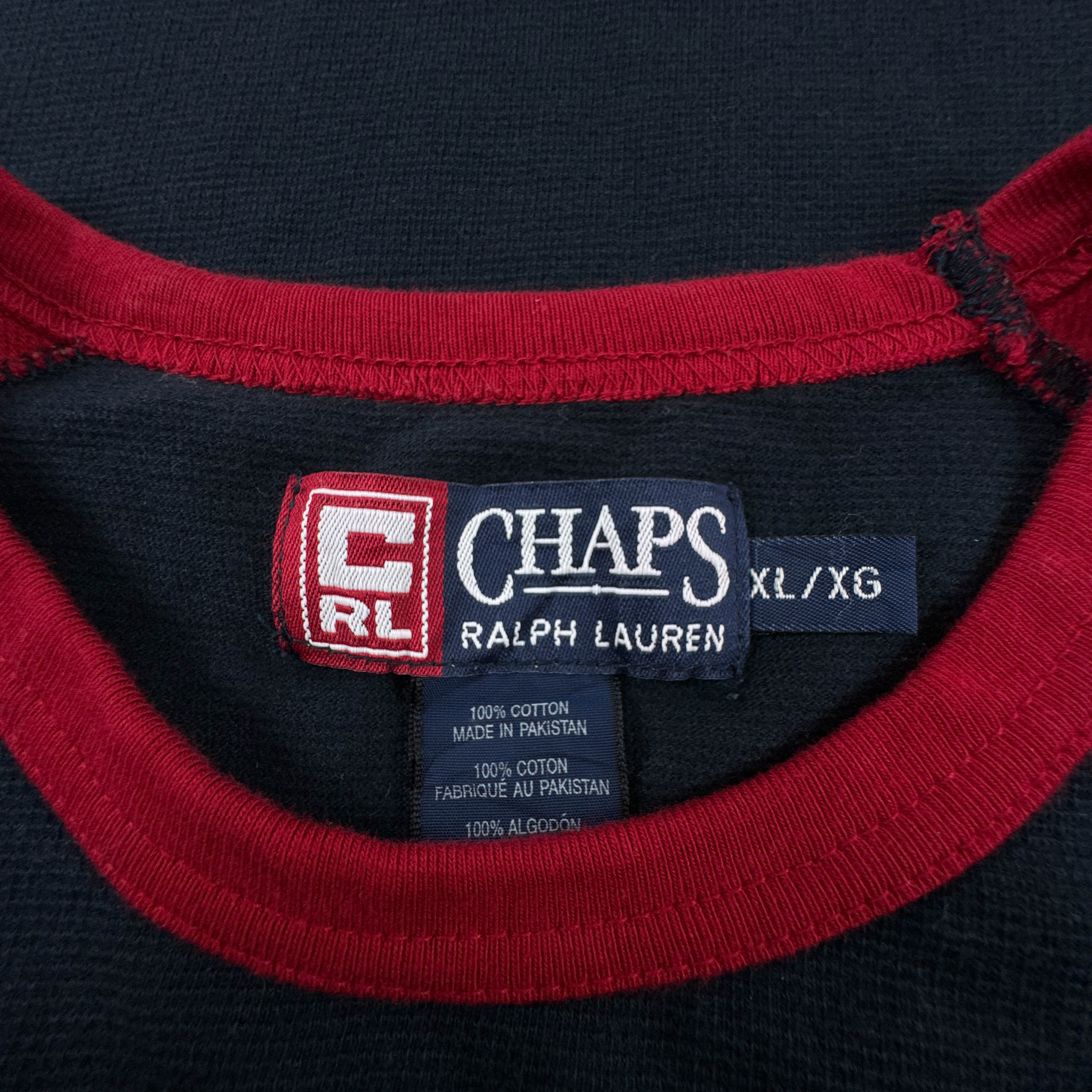 T shirt Ralph Lauren Vintage blu e rossa a girocollo in cotone anni 00 - Taglia XL uomo