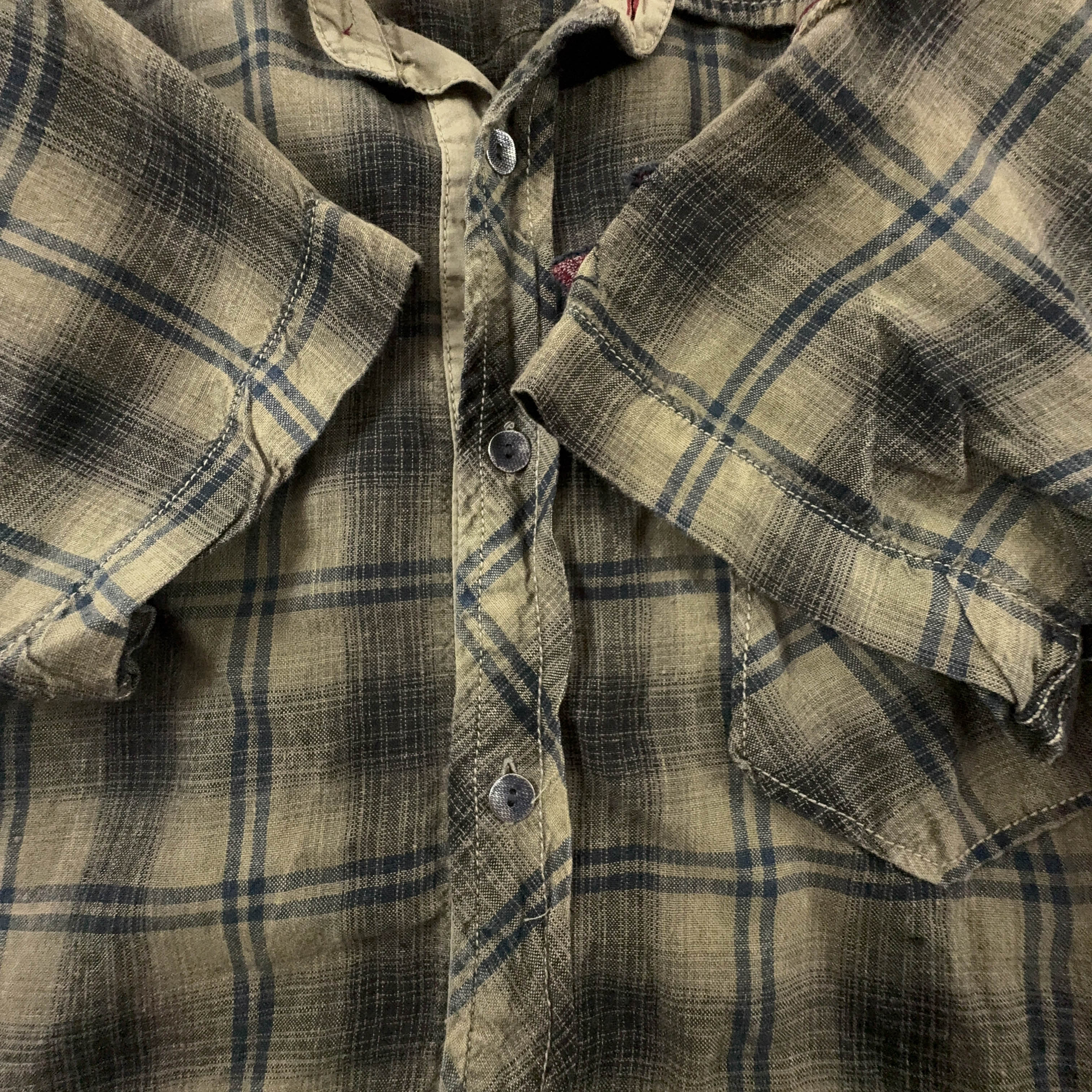 Camicia Napapijri a quadri marrone in cotone e lino - Taglia L uomo