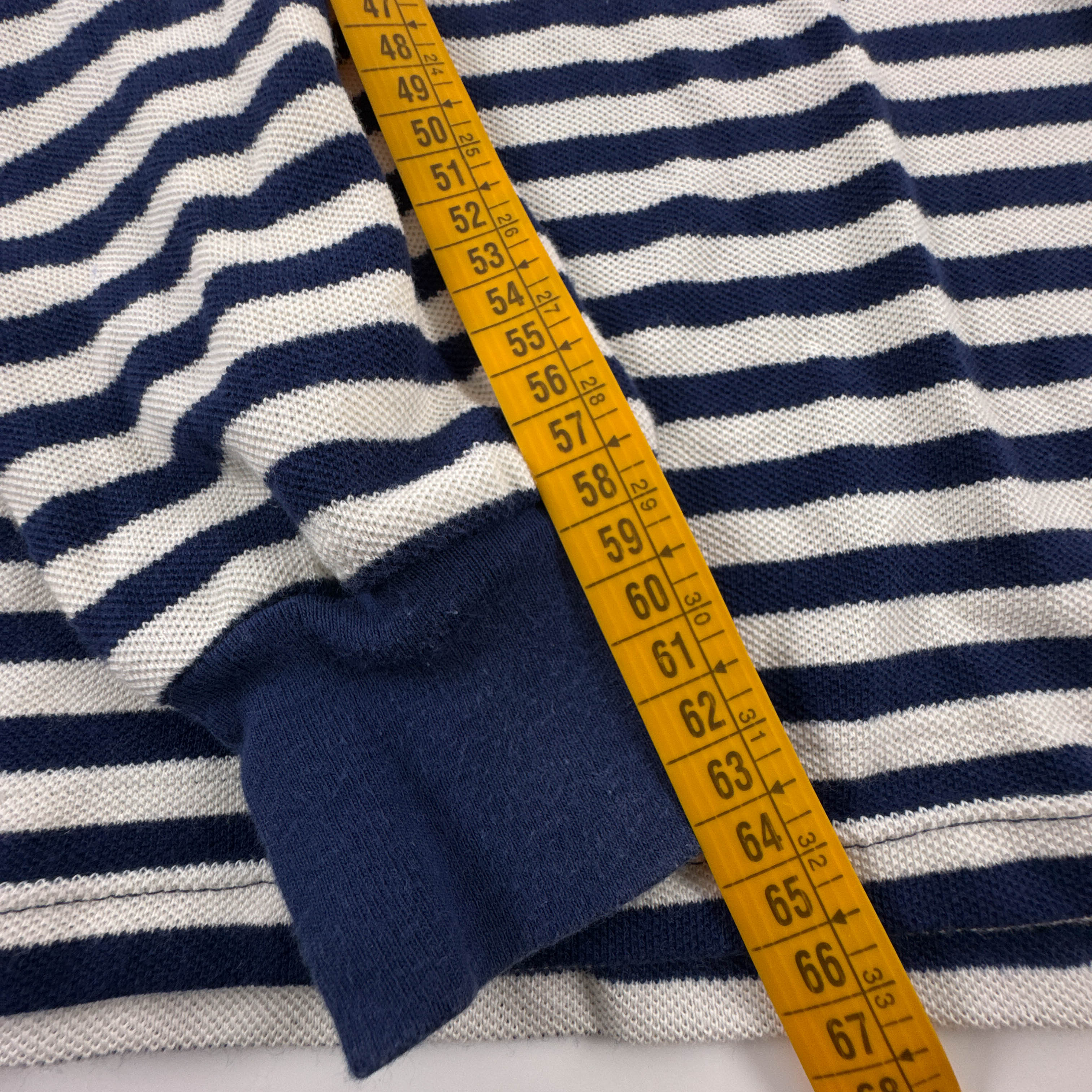 T shirt Ralph Lauren bianca e blu a righe a girocollo in cotone - Taglia L uomo