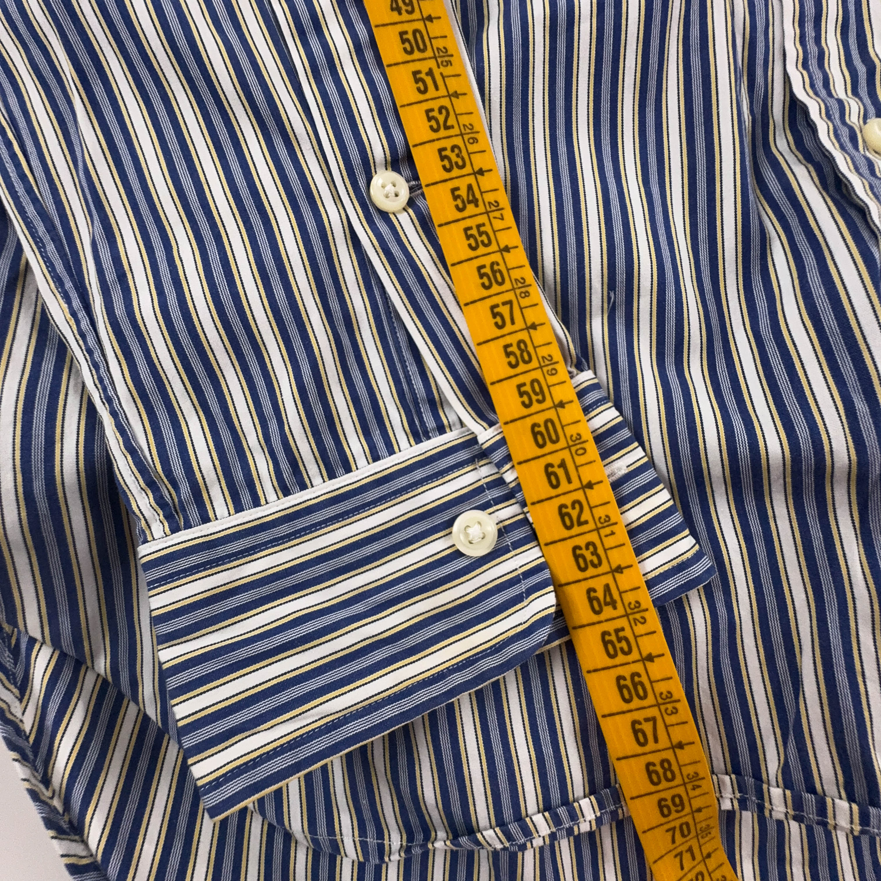 Camicia Ralph Lauren a righe blu e bianca in cotone custom fit - Taglia 15 - 38 uomo