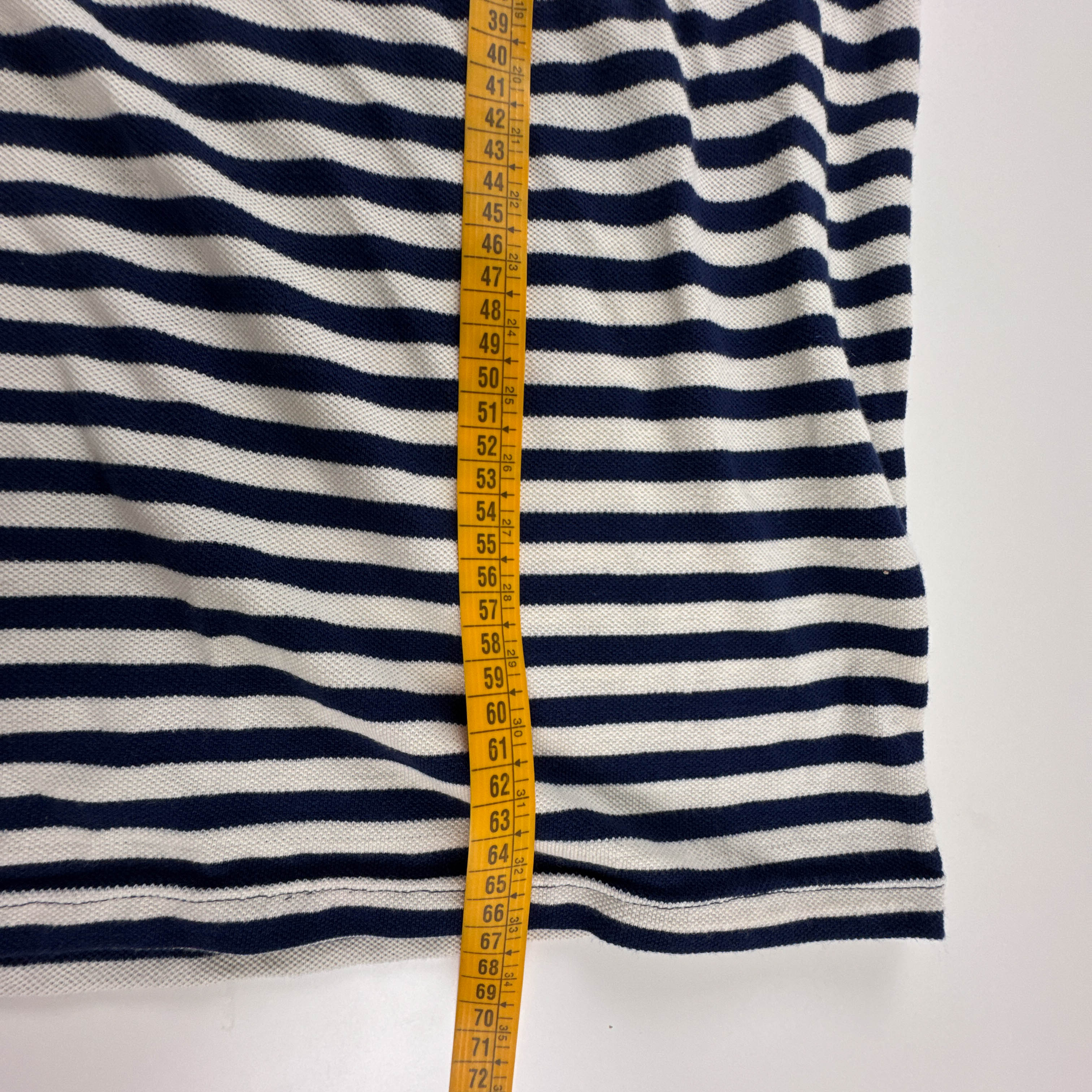 T shirt Ralph Lauren bianca e blu a righe a girocollo in cotone - Taglia L uomo
