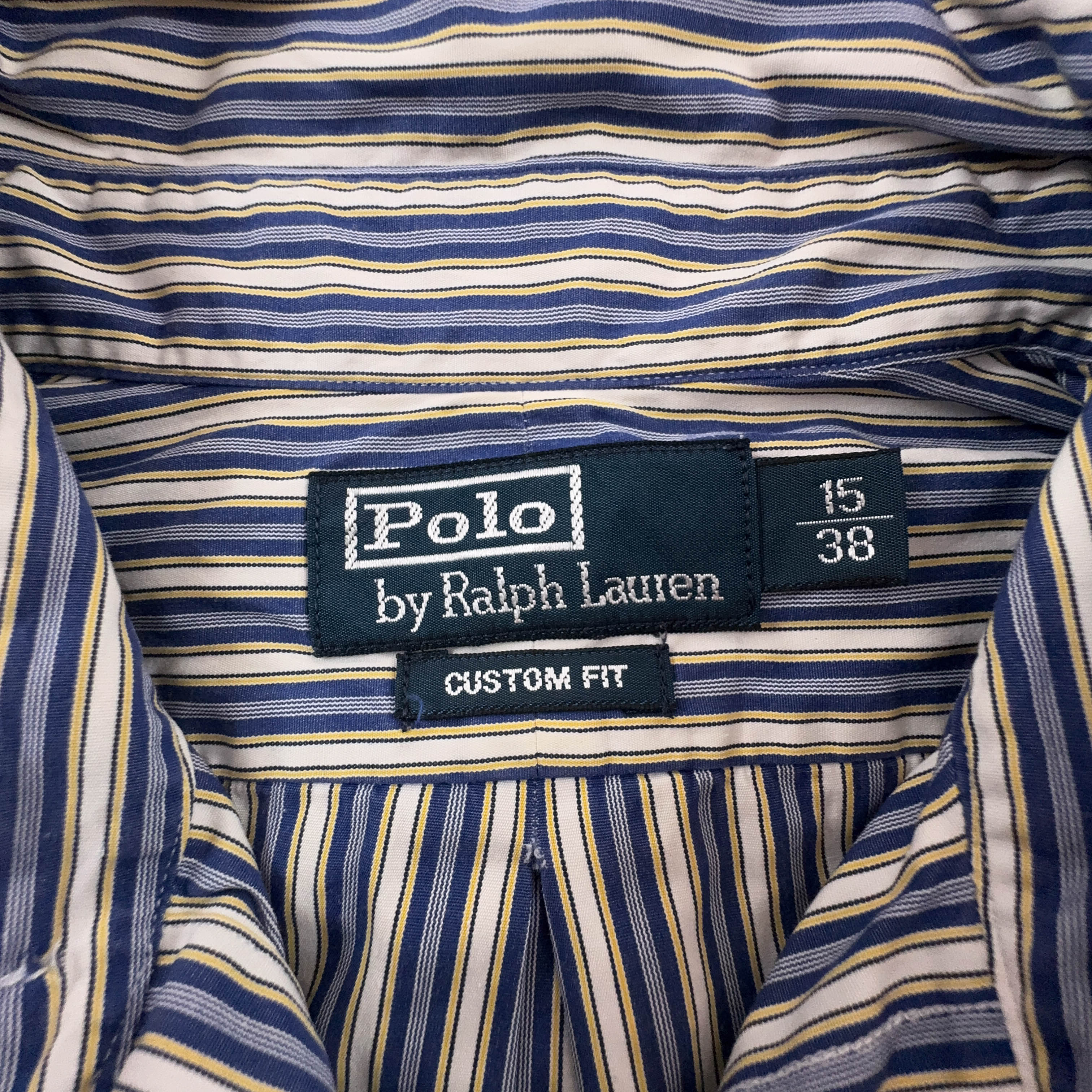Camicia Ralph Lauren a righe blu e bianca in cotone custom fit - Taglia 15 - 38 uomo