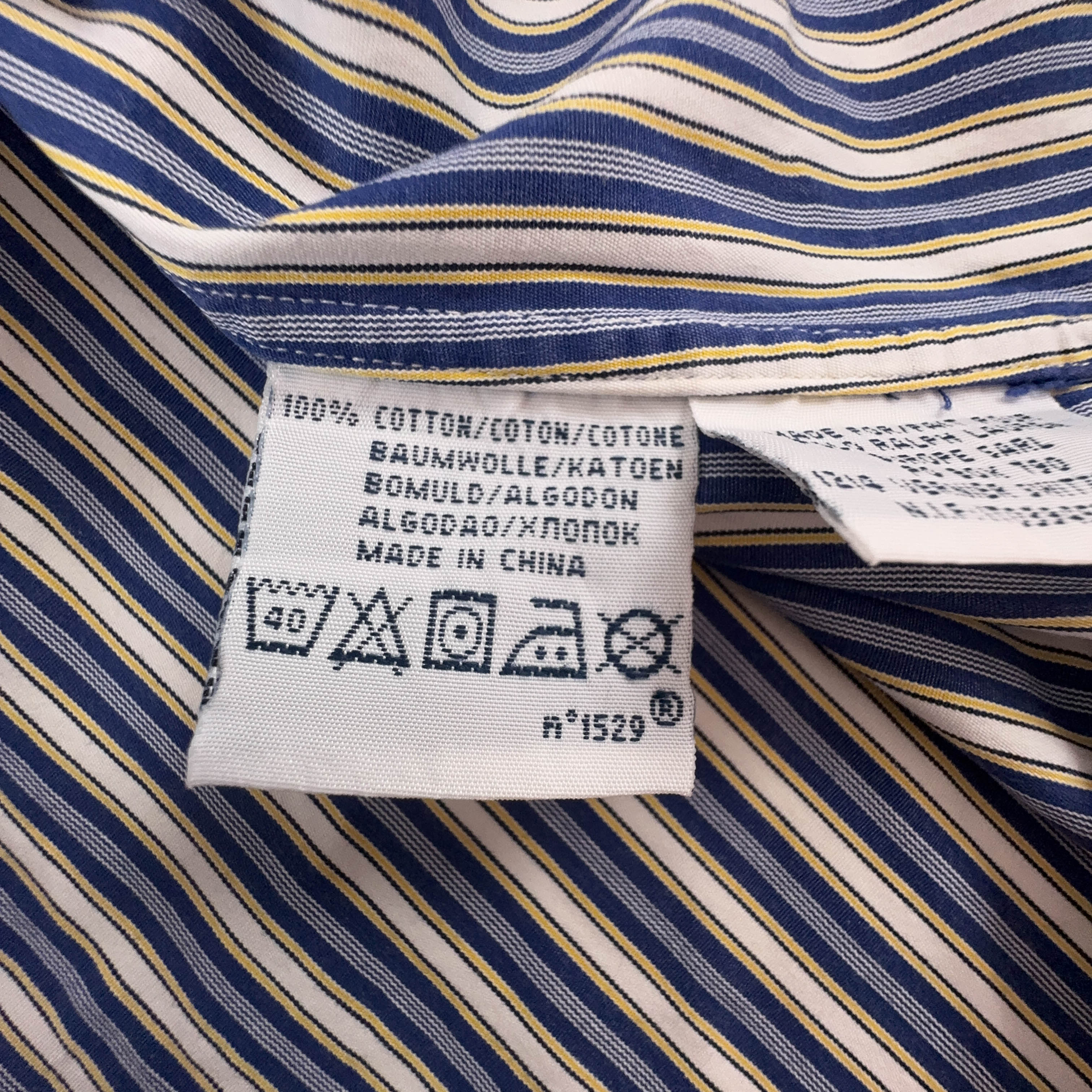 Camicia Ralph Lauren a righe blu e bianca in cotone custom fit - Taglia 15 - 38 uomo