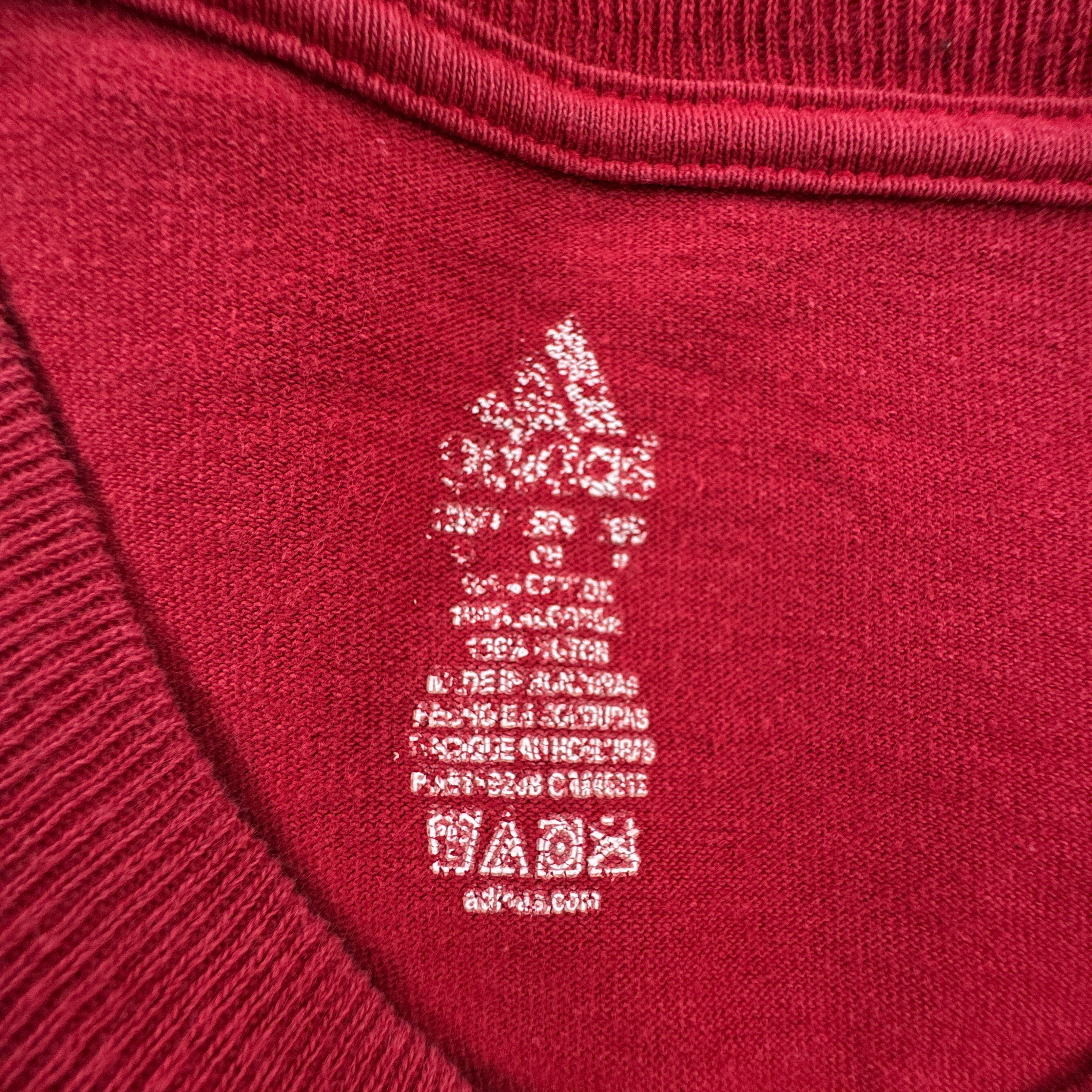T Shirt Adidas Vintage Huskers Footaball rossa a girocollo anni 00 - Taglia M uomo