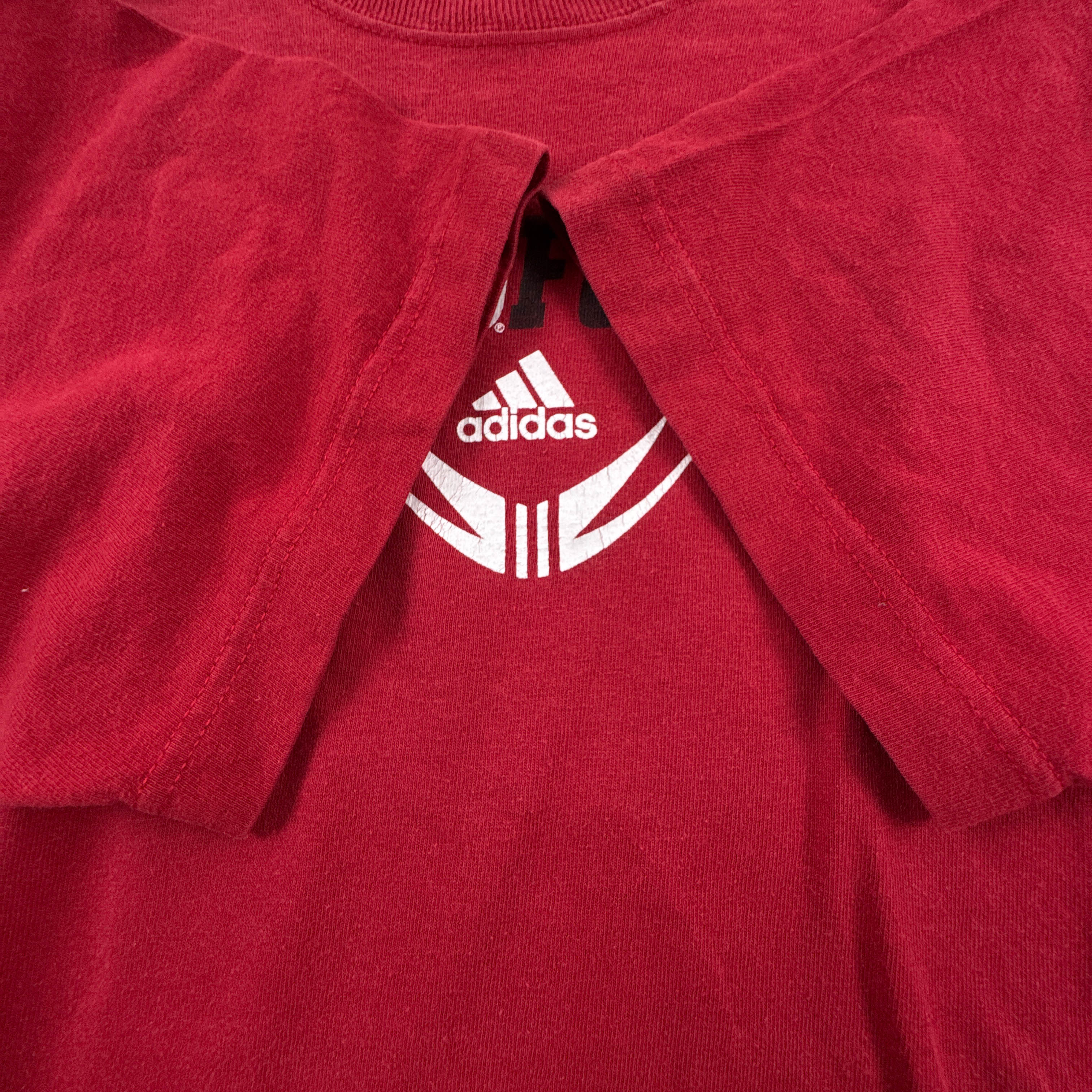 T Shirt Adidas Vintage Huskers Footaball rossa a girocollo anni 00 - Taglia M uomo