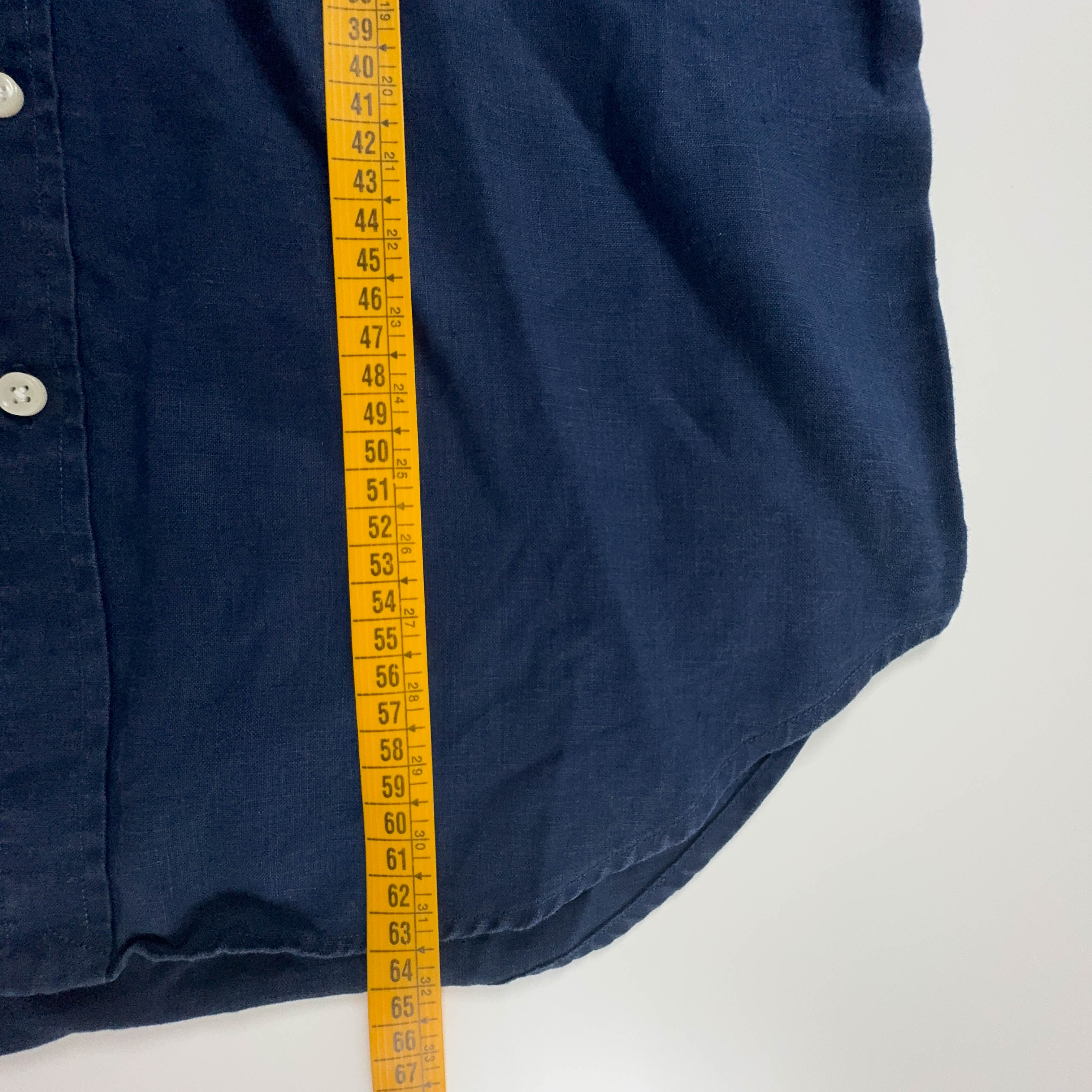 Camicia Ralph Lauren blu scura a tinta unita 100% lino - Taglia XS uomo