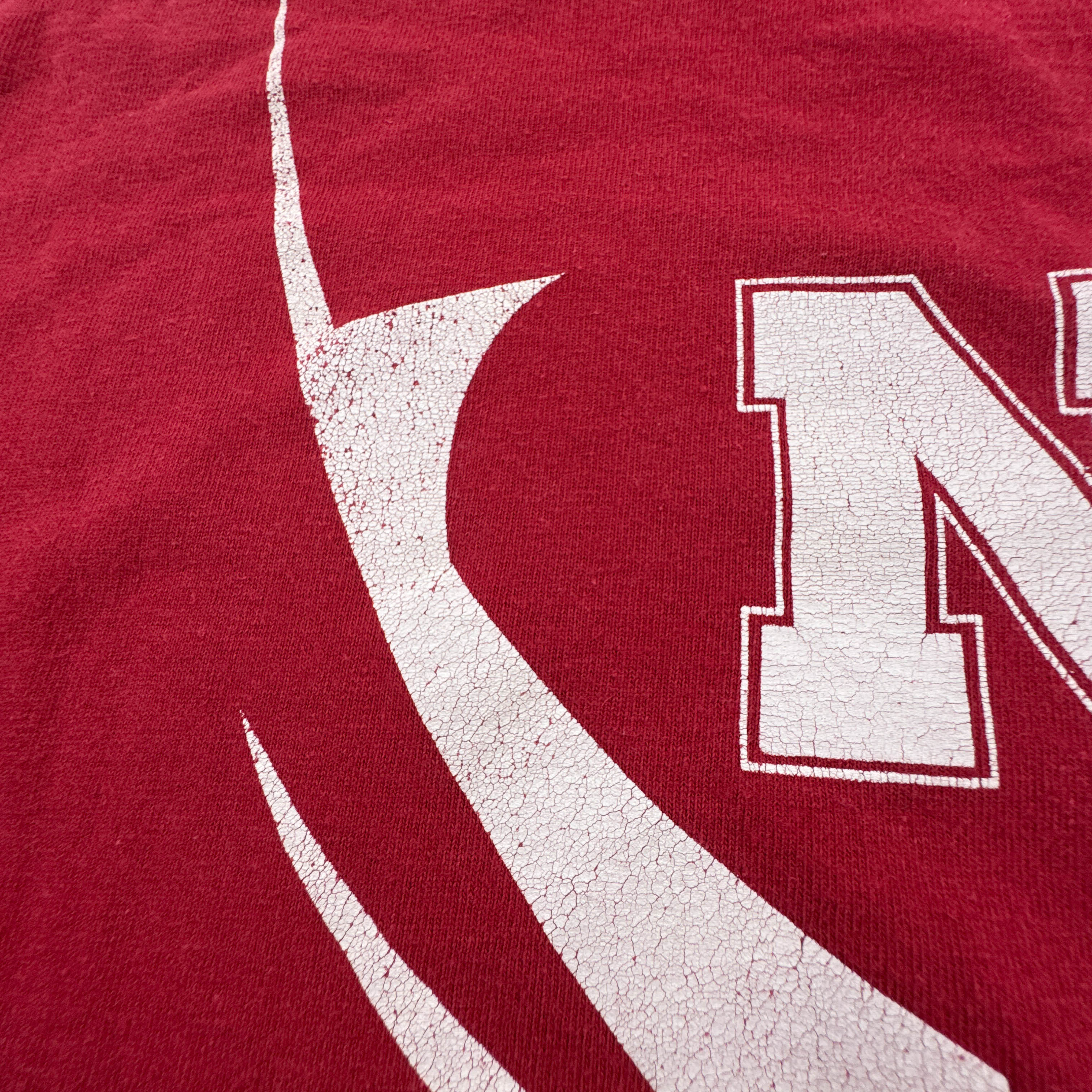 T Shirt Adidas Vintage Huskers Footaball rossa a girocollo anni 00 - Taglia M uomo